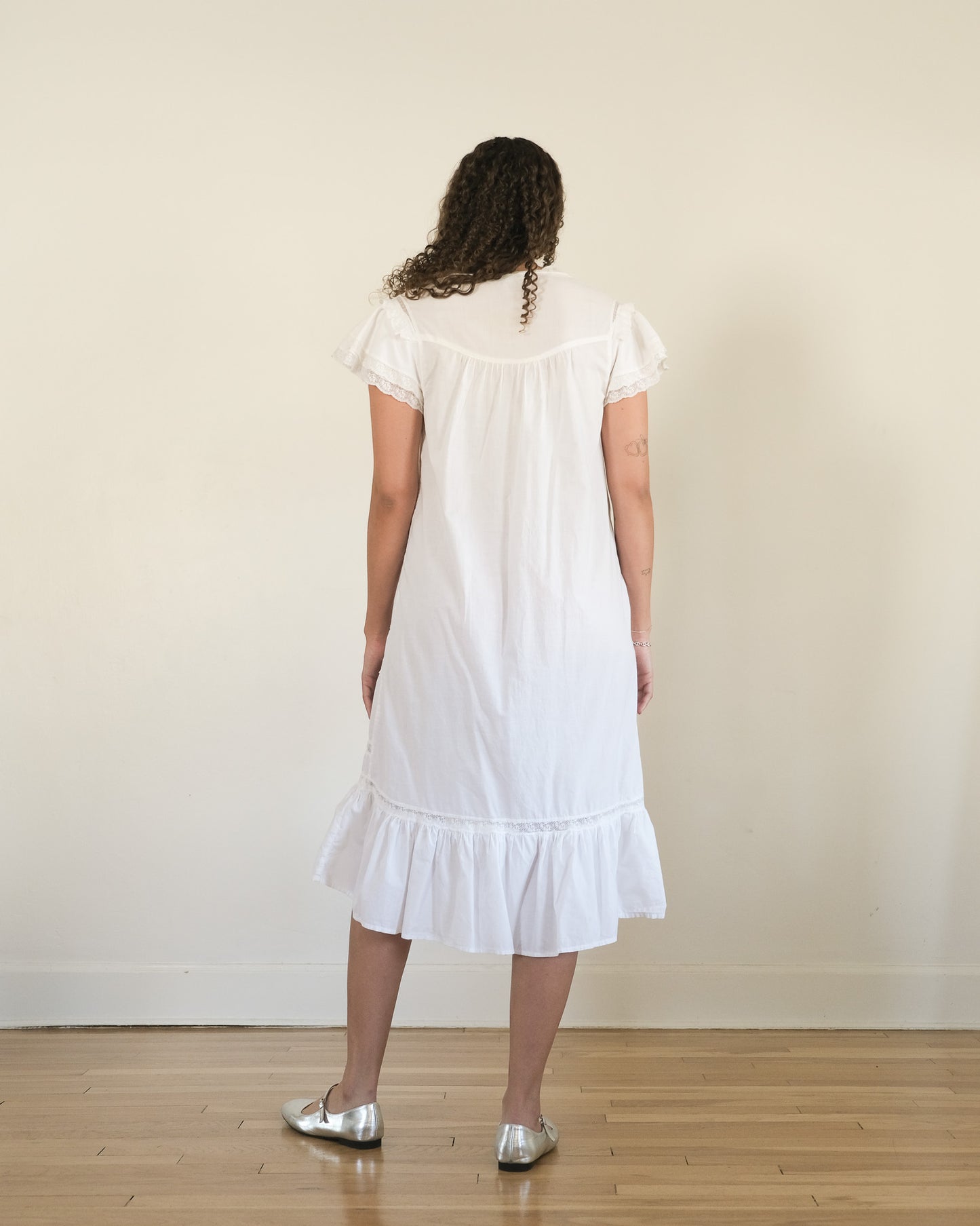 90s cotton lace embroidered nightgown dress
