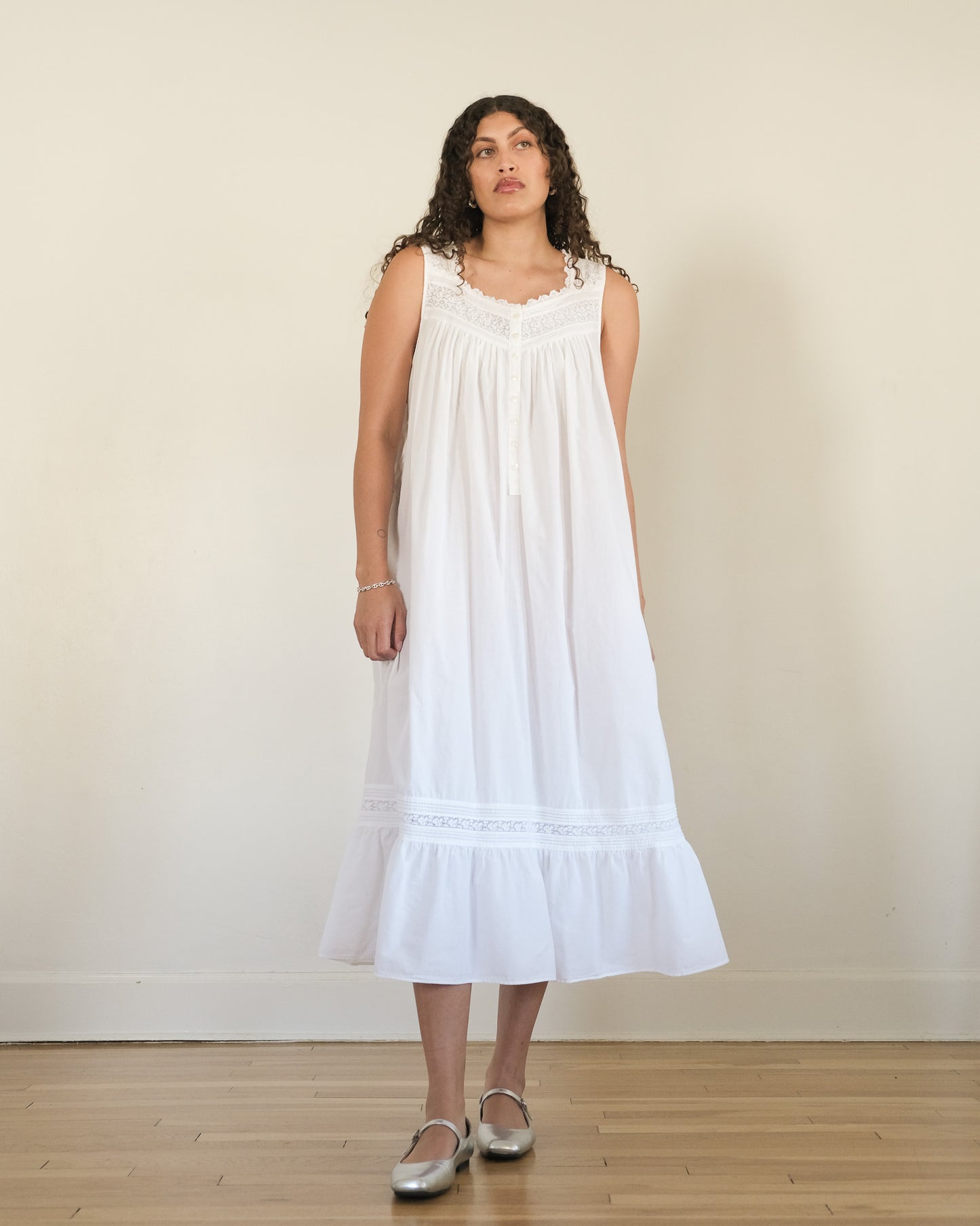 90s Eileen West heart button nightgown dress
