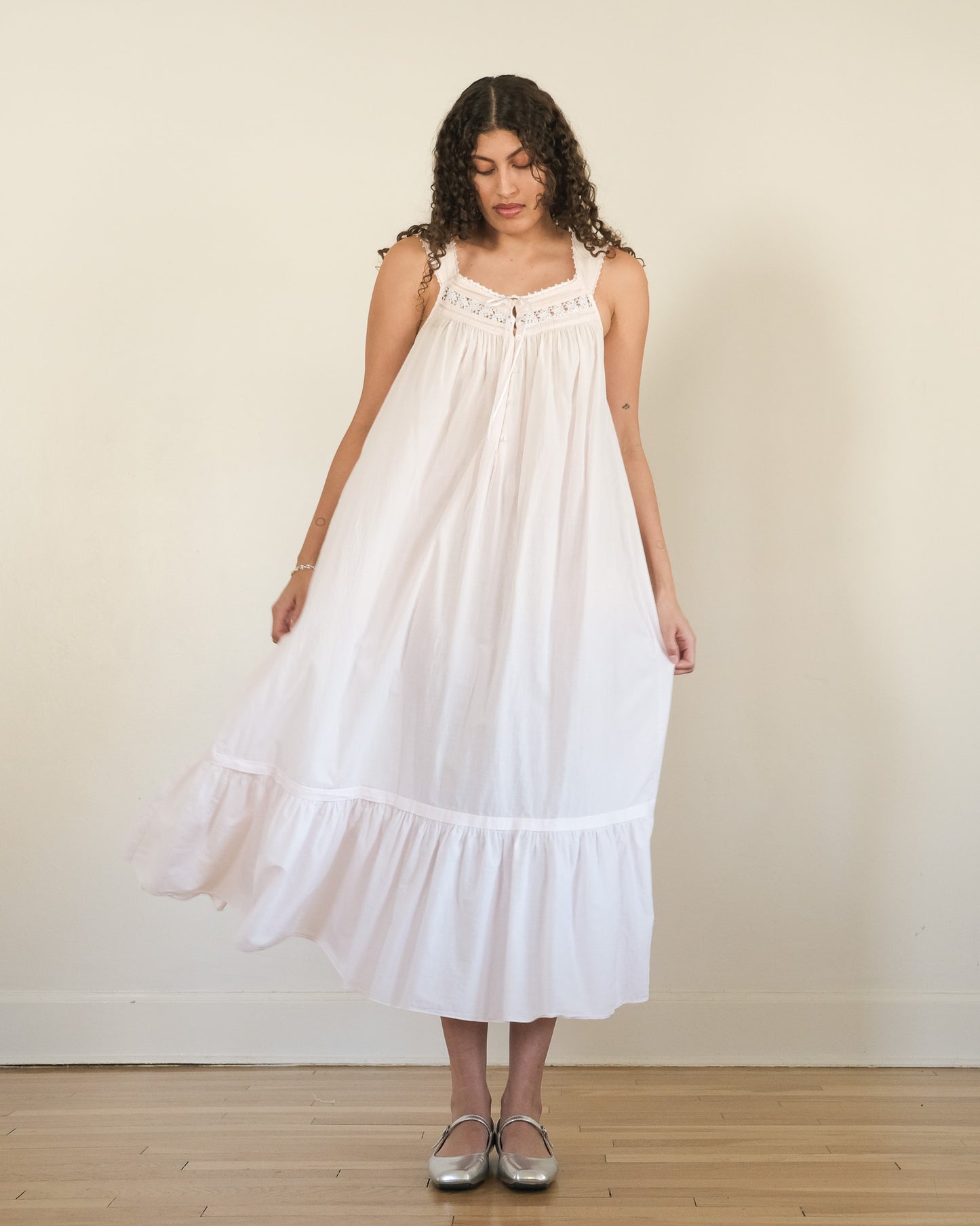90s Eileen West pale pink midi