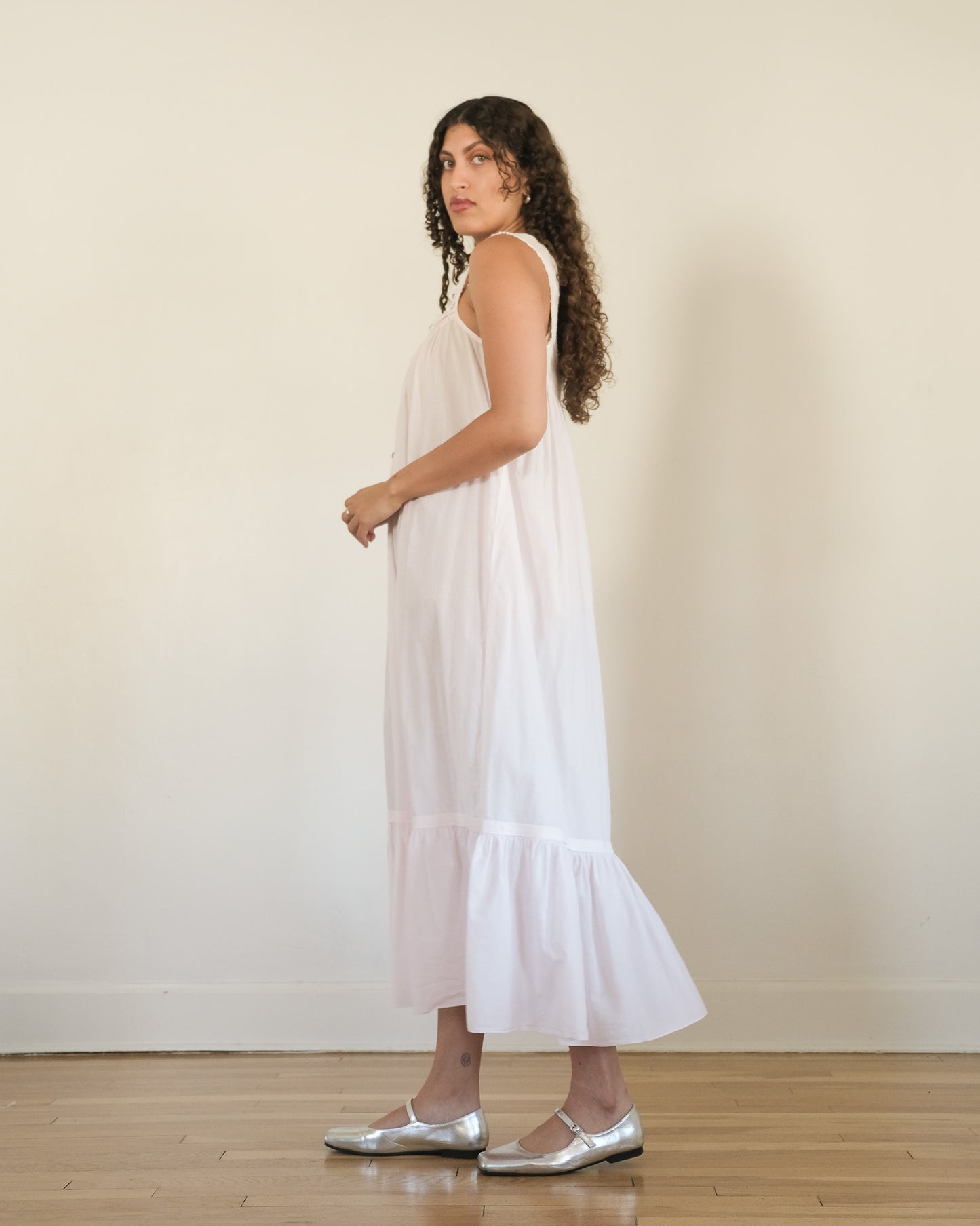 90s Eileen West pale pink midi