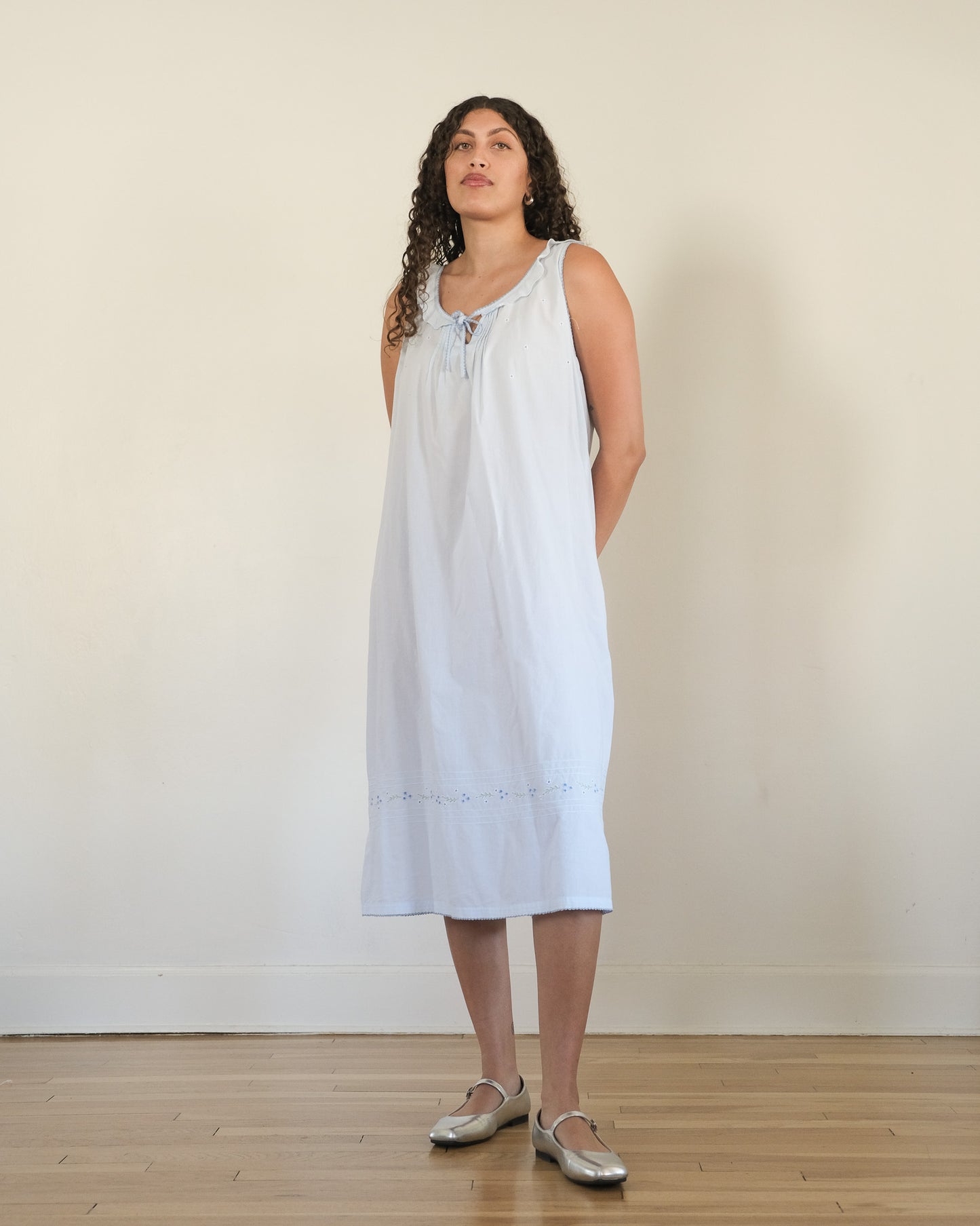 90s embroidered keyhole midi