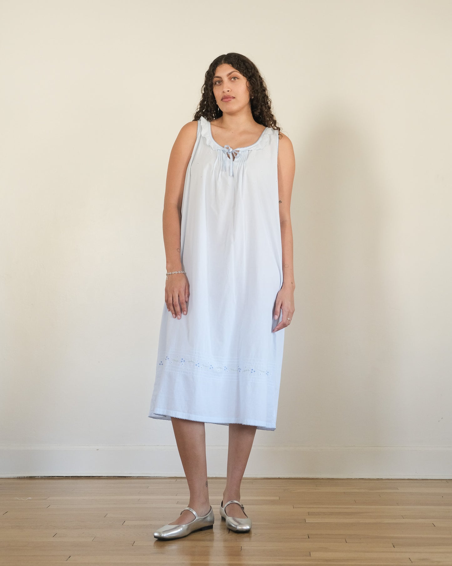 90s embroidered keyhole midi