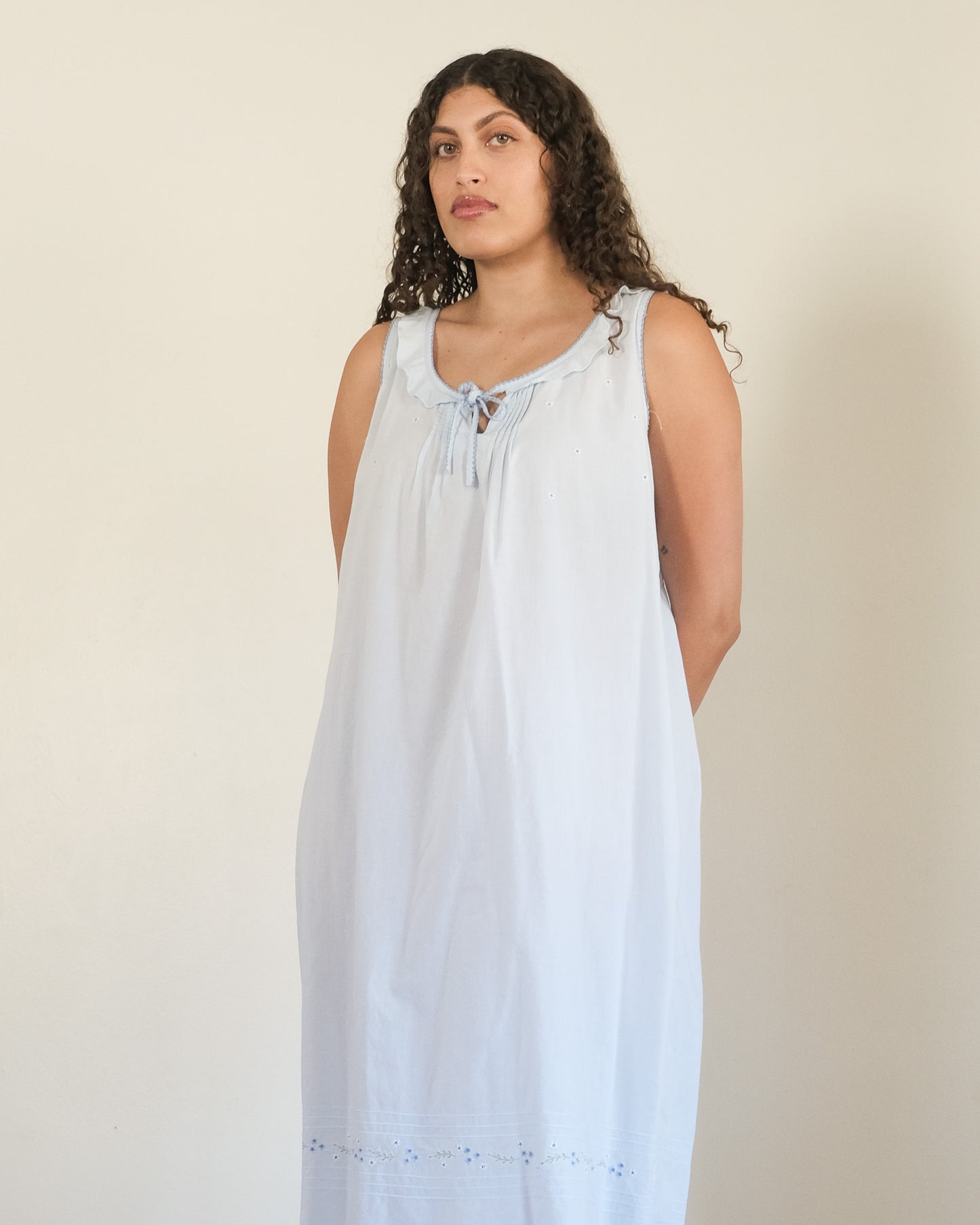 90s embroidered keyhole midi