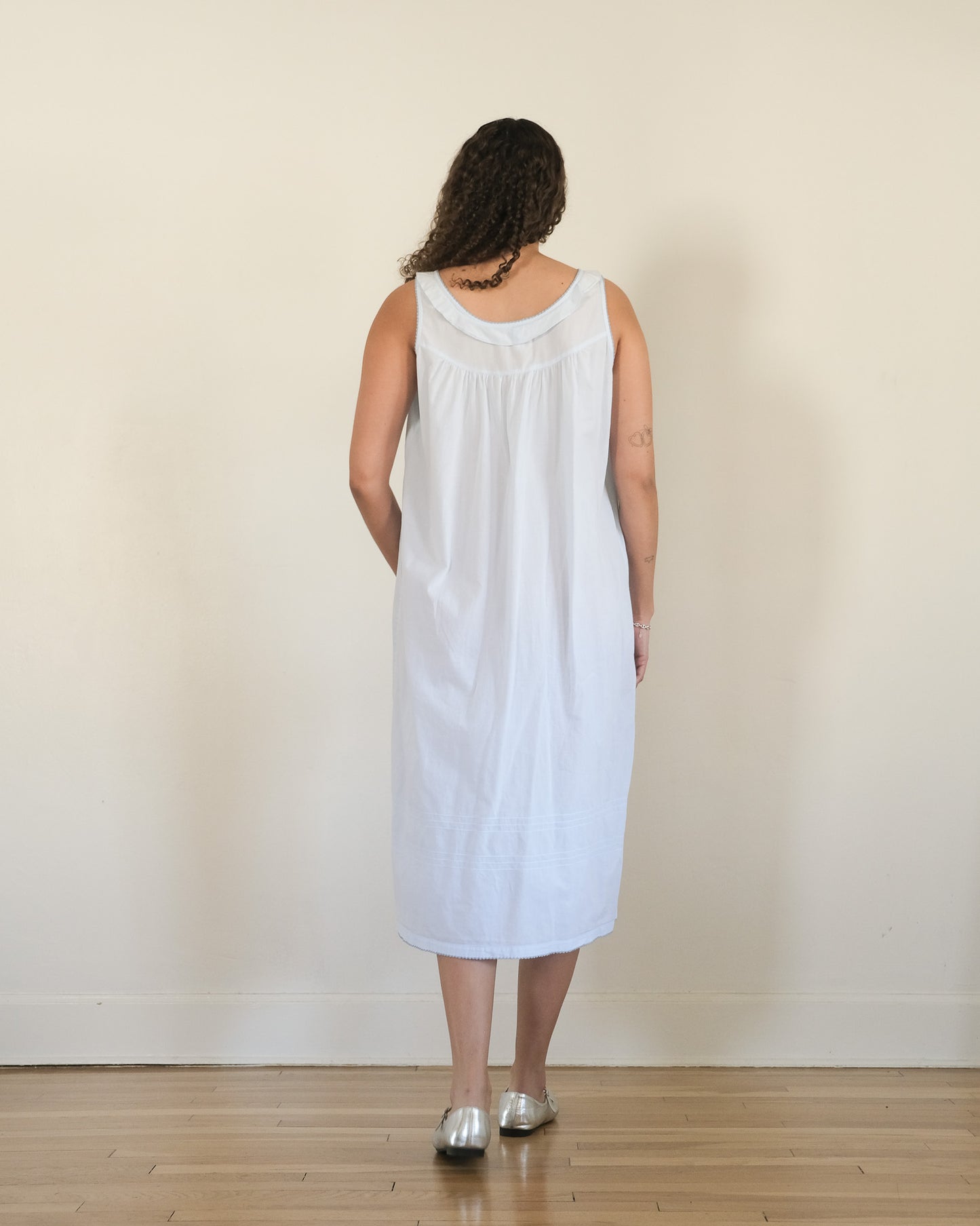 90s embroidered keyhole midi