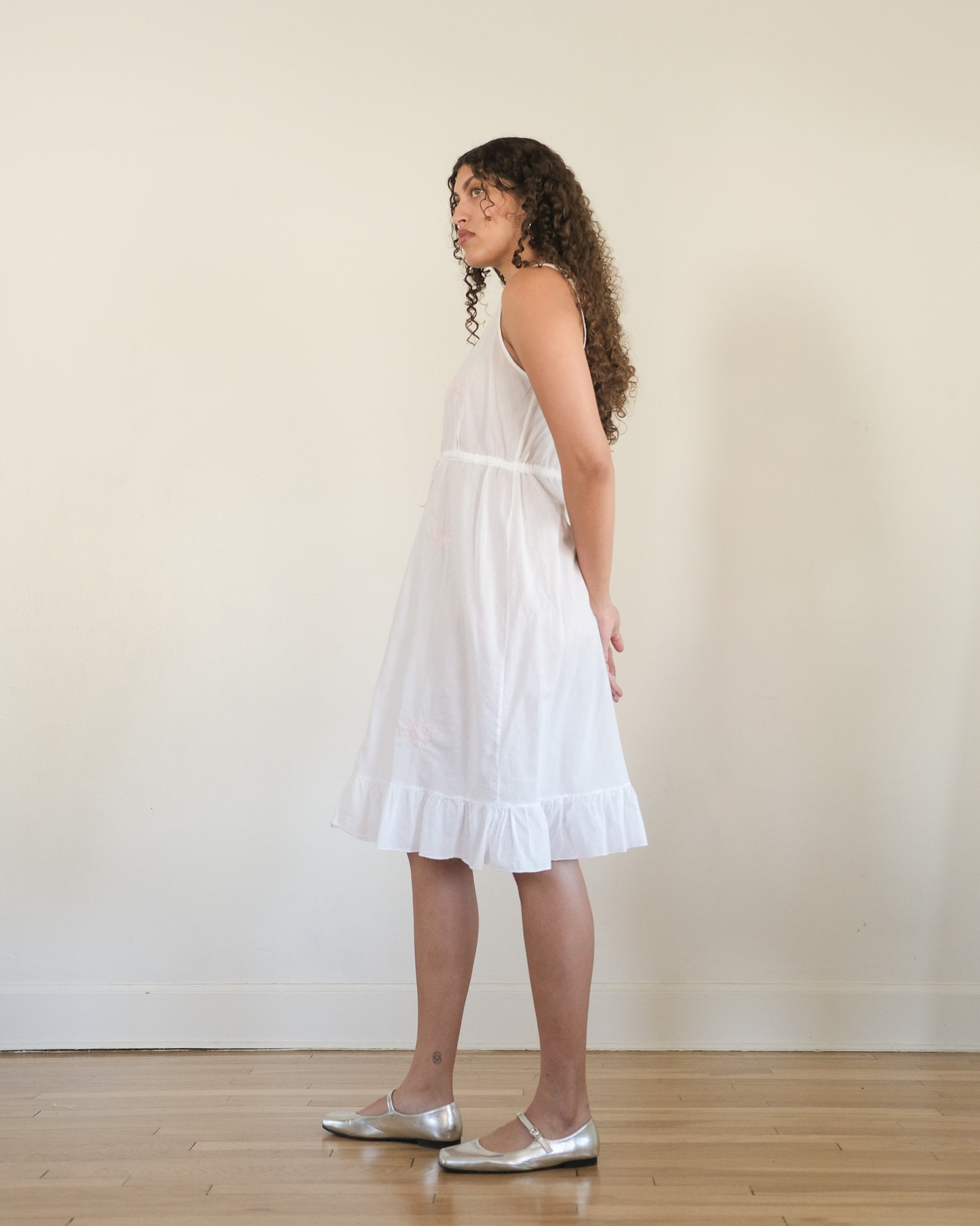 90s bow motif nightgown dress