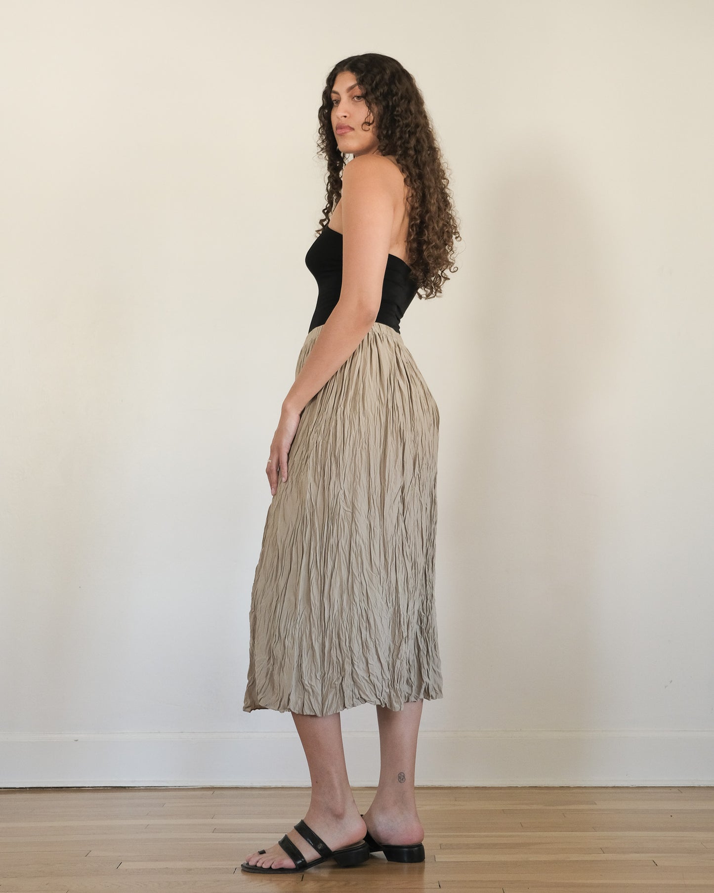 90s silk crinkle skirt