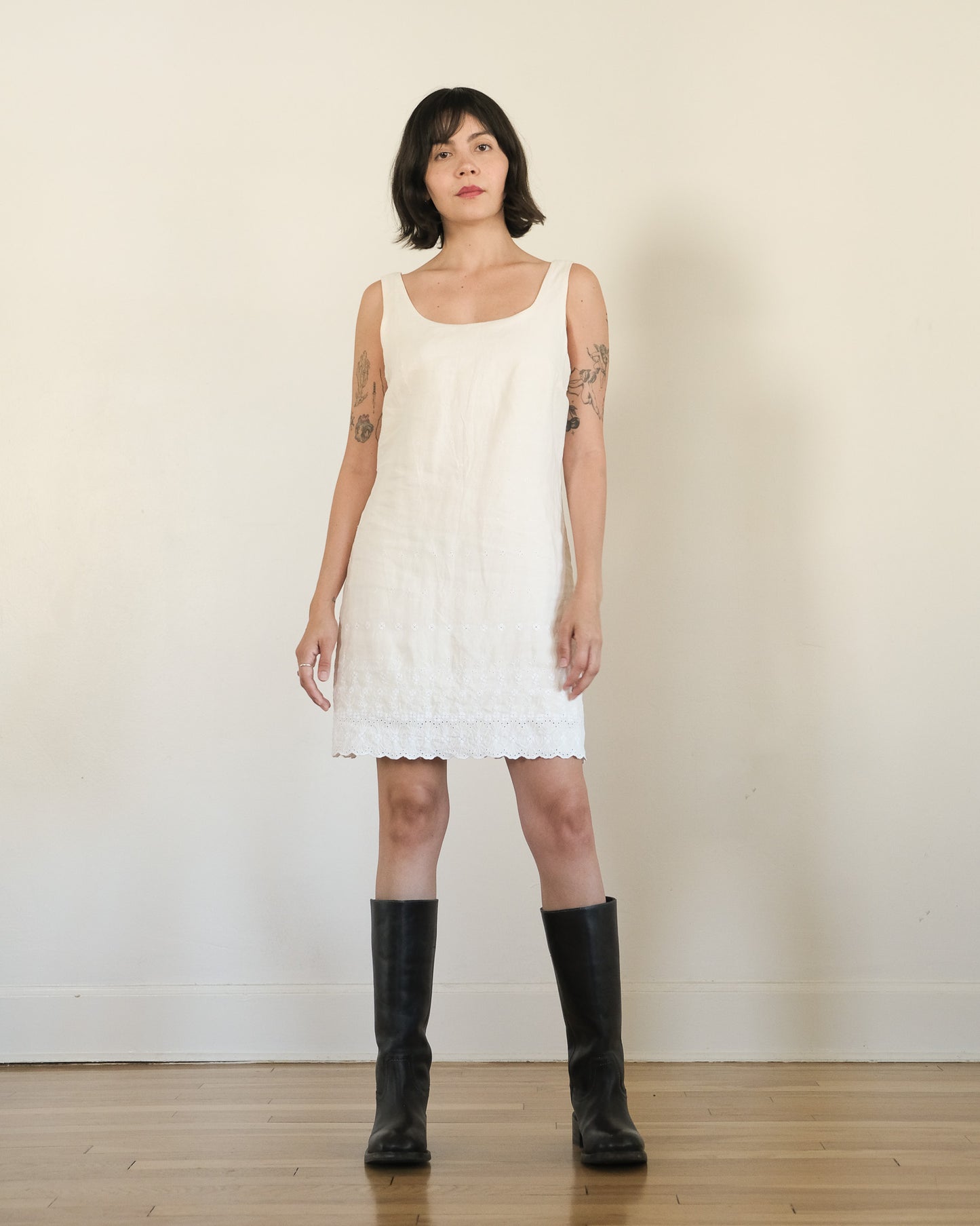 90s Banana Republic linen eyelet mini