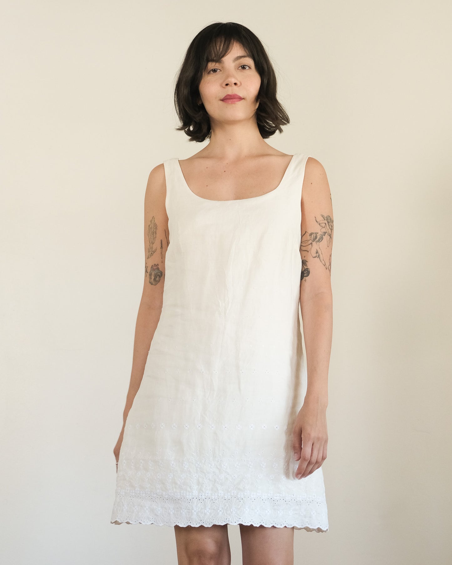 90s Banana Republic linen eyelet mini