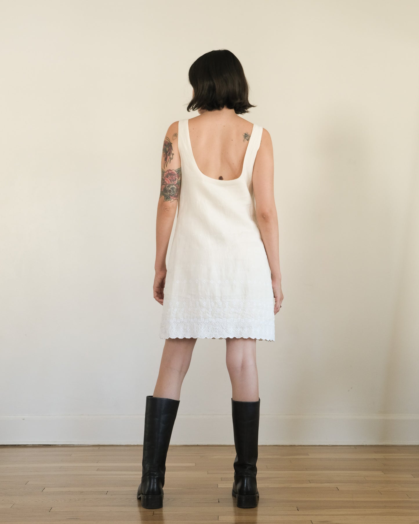 90s Banana Republic linen eyelet mini