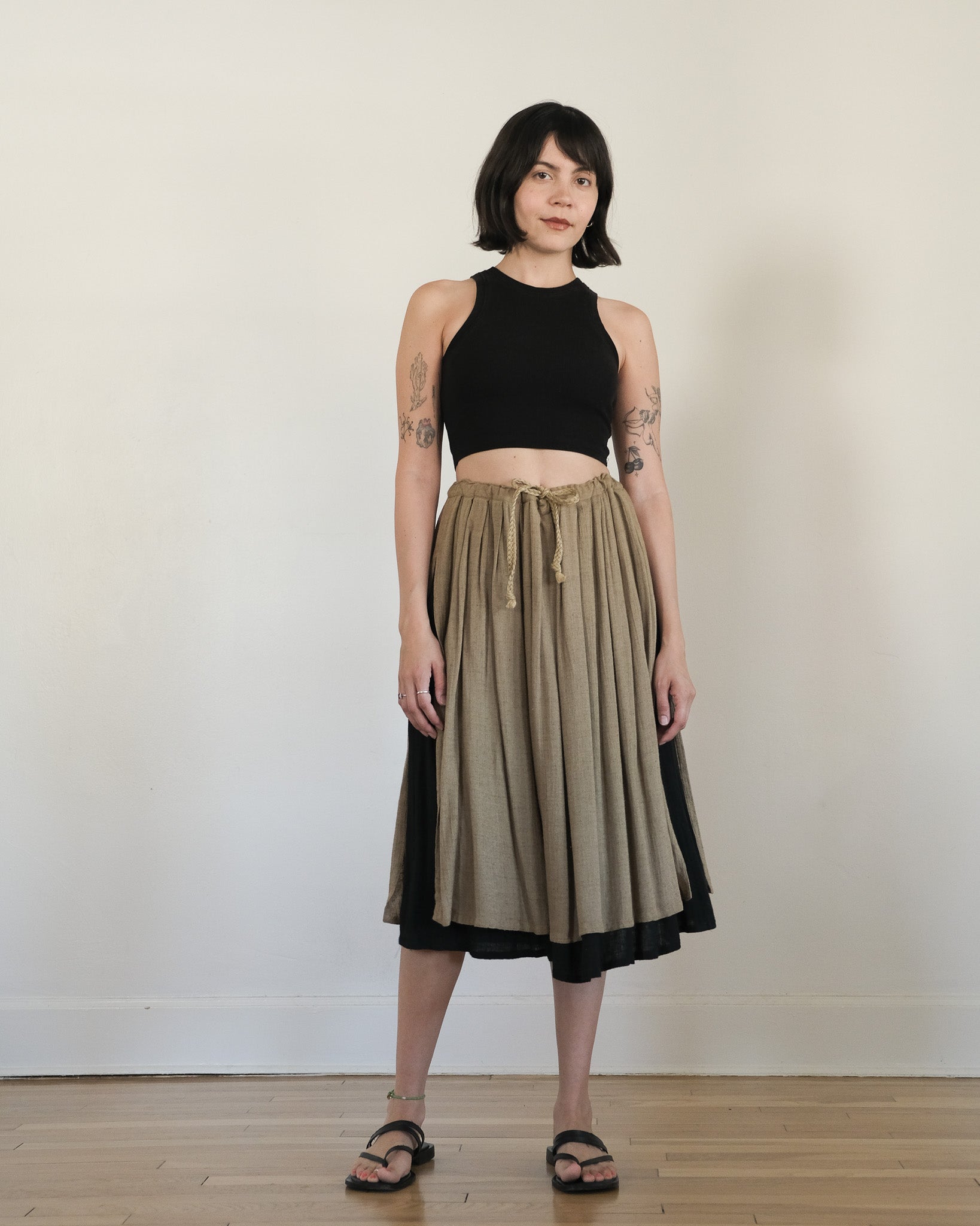 スカート 70s ISSEY MIYAKE cotton gather skirt 70s Issey Miyake drawstring skirt – deep end vintage