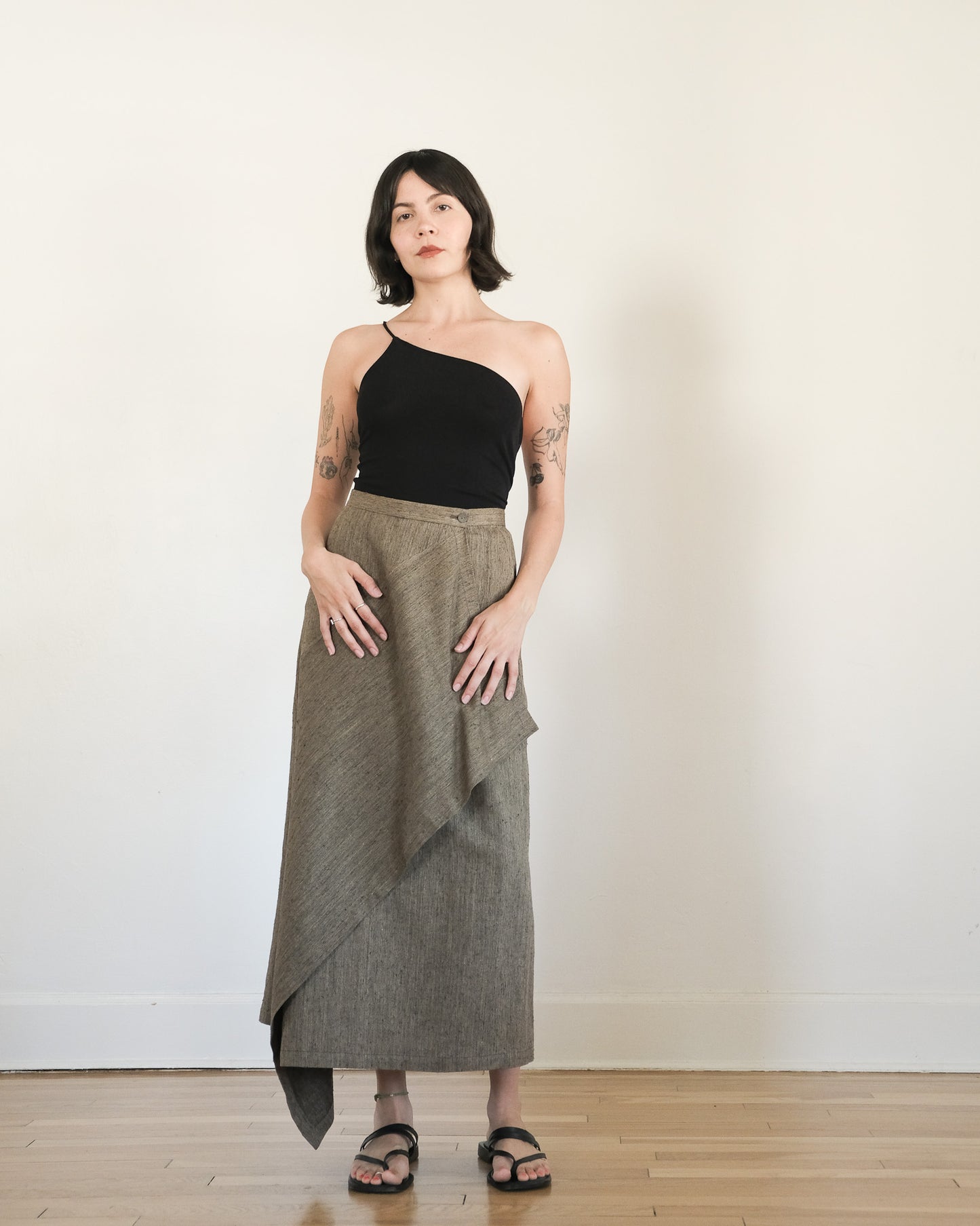 80s Issey Miyake asymmetrical wrap skirt