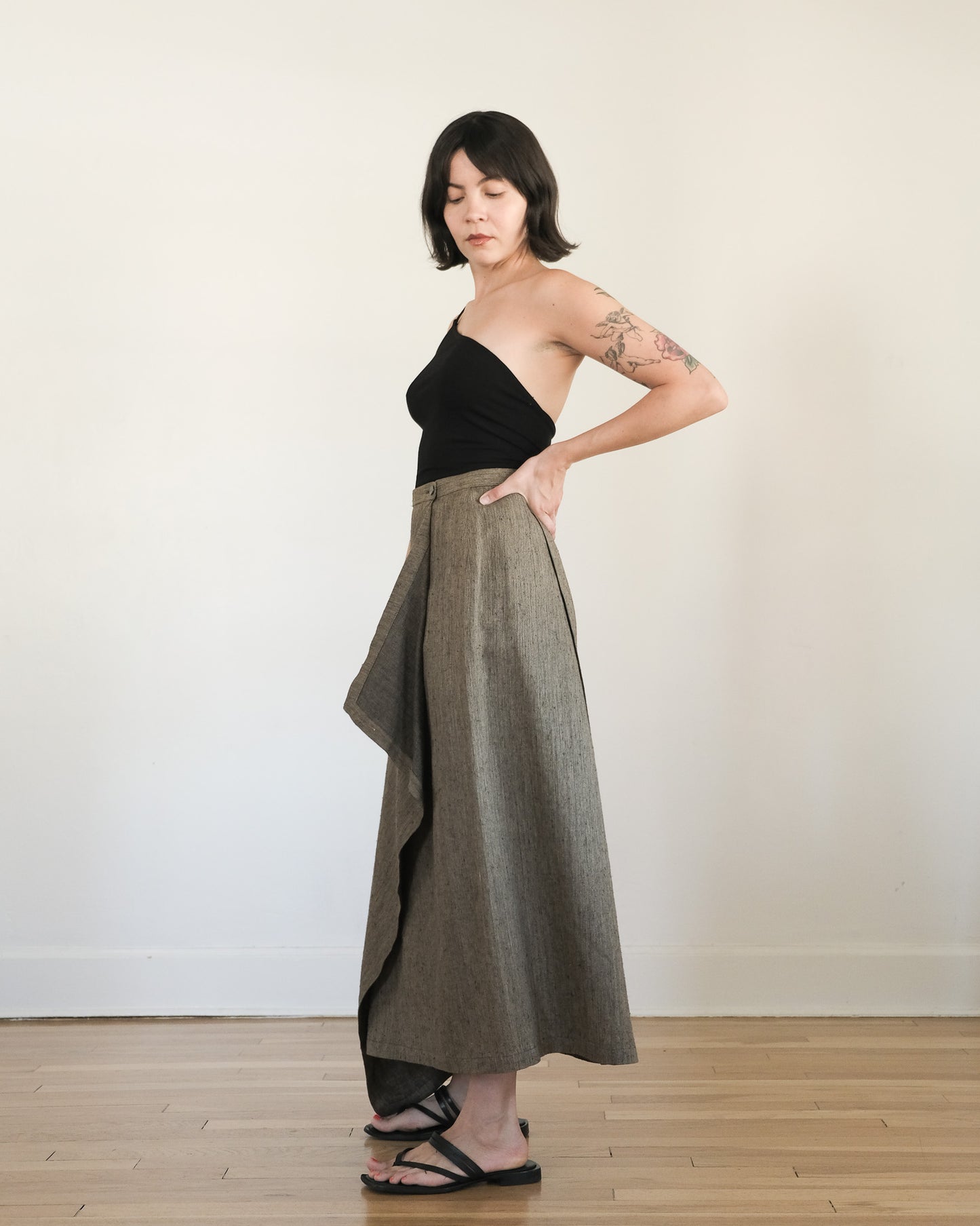80s Issey Miyake asymmetrical wrap skirt