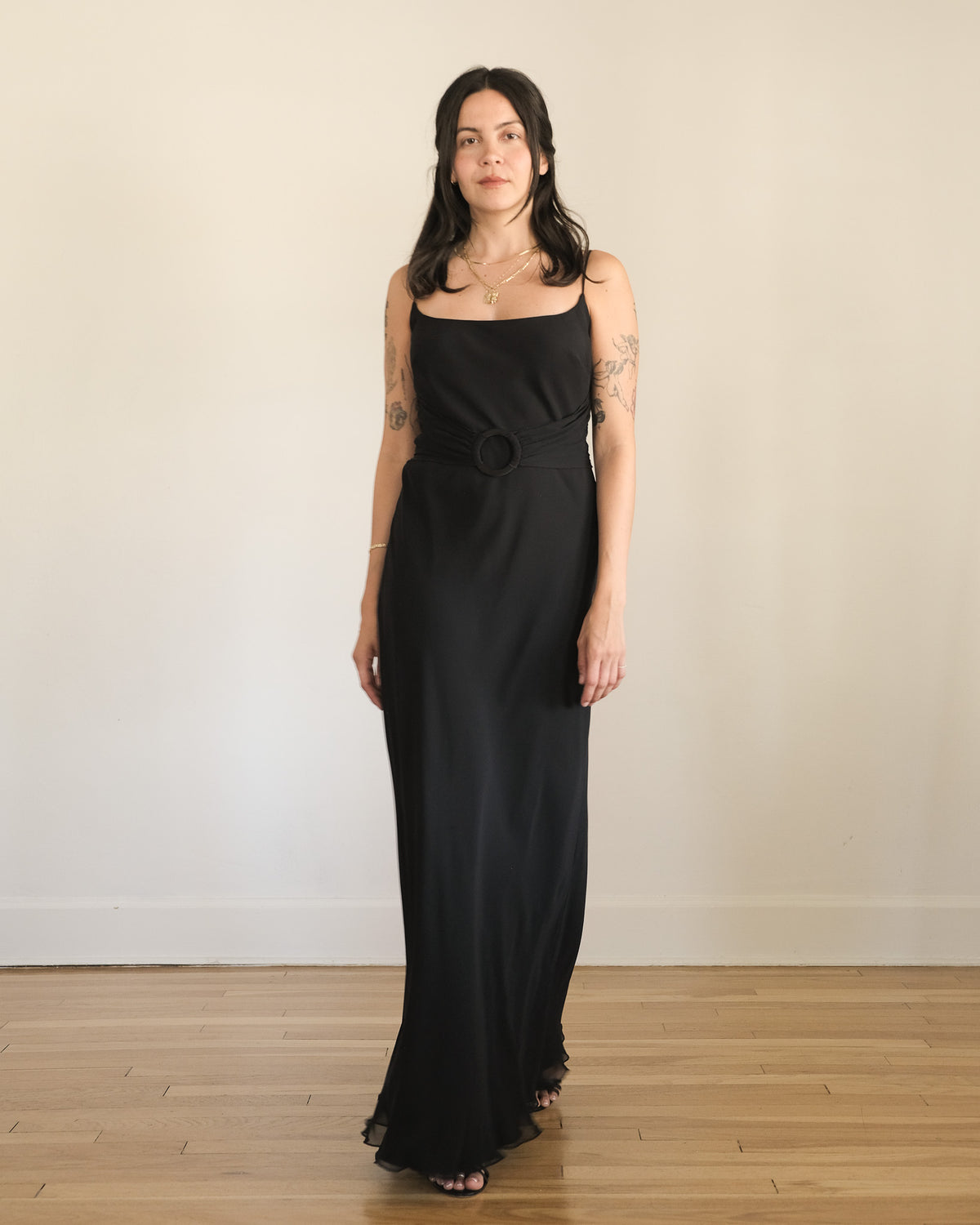 90s chiffon o-ring gown