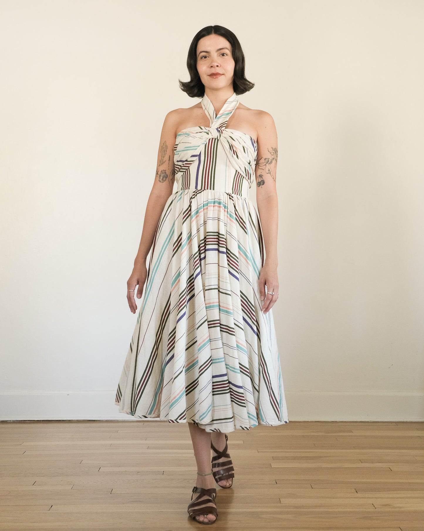 80s Barboglio cotton gauze halter dress