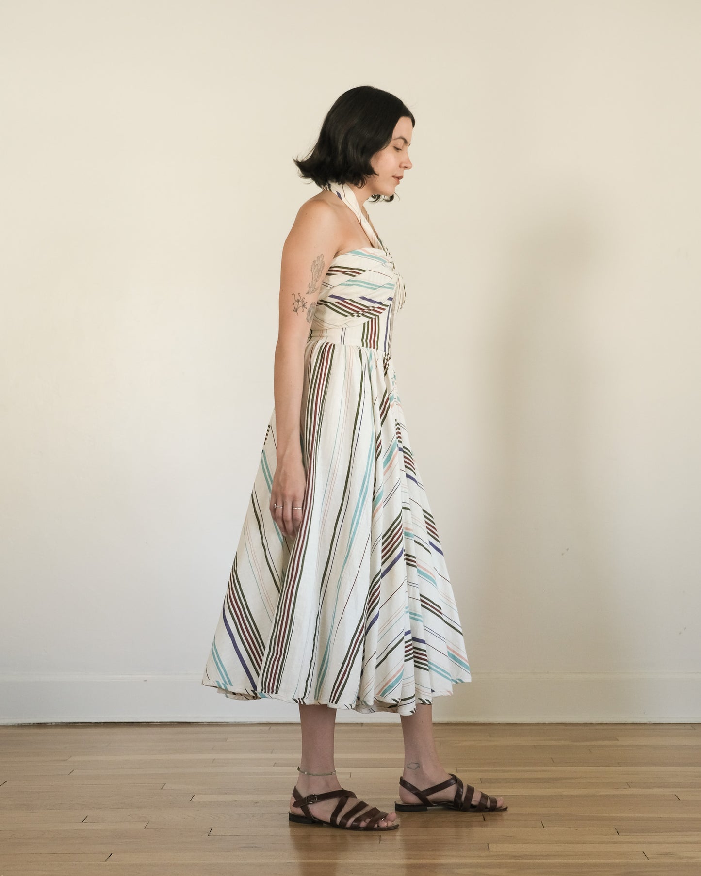 80s Barboglio cotton gauze halter dress