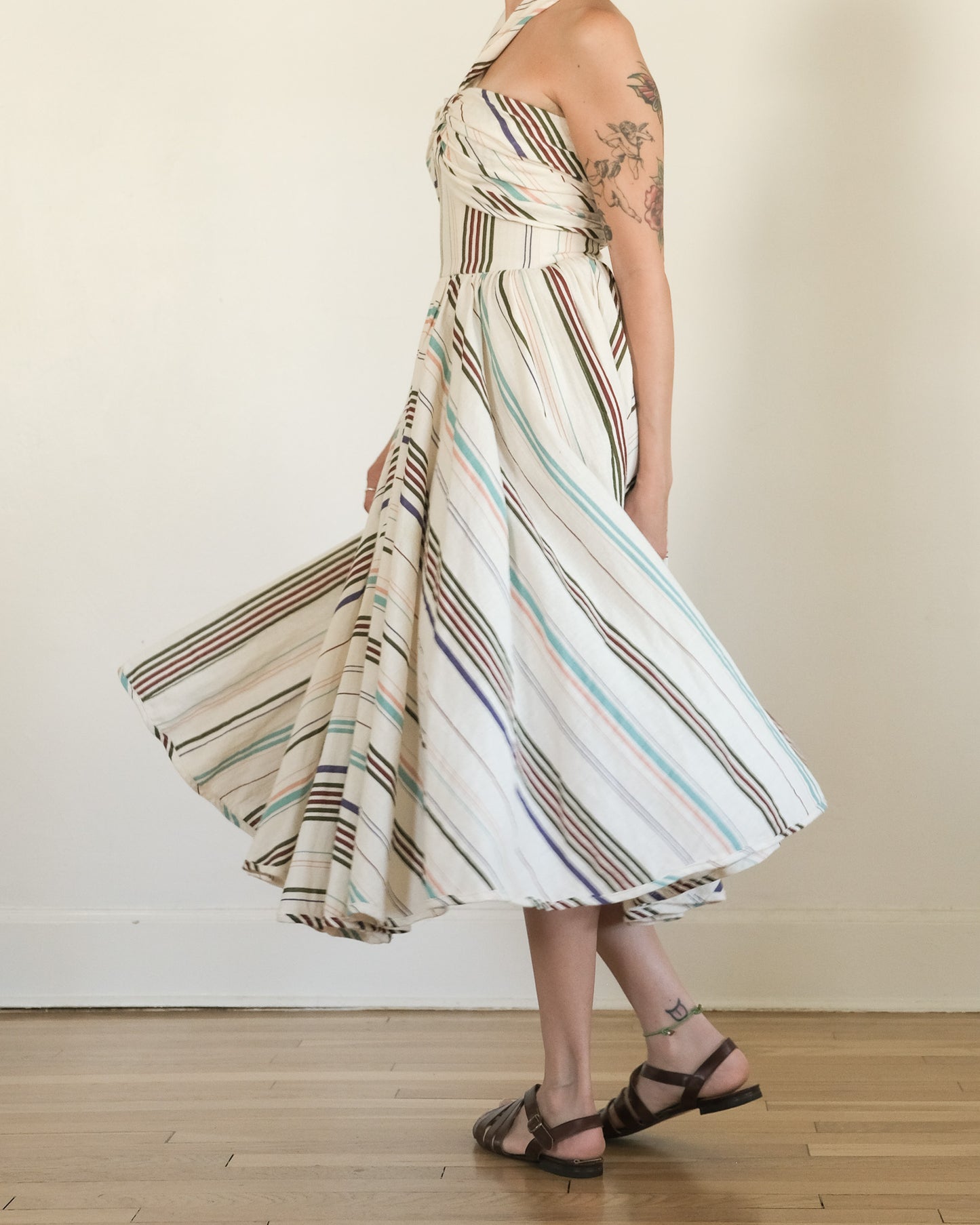 80s Barboglio cotton gauze halter dress
