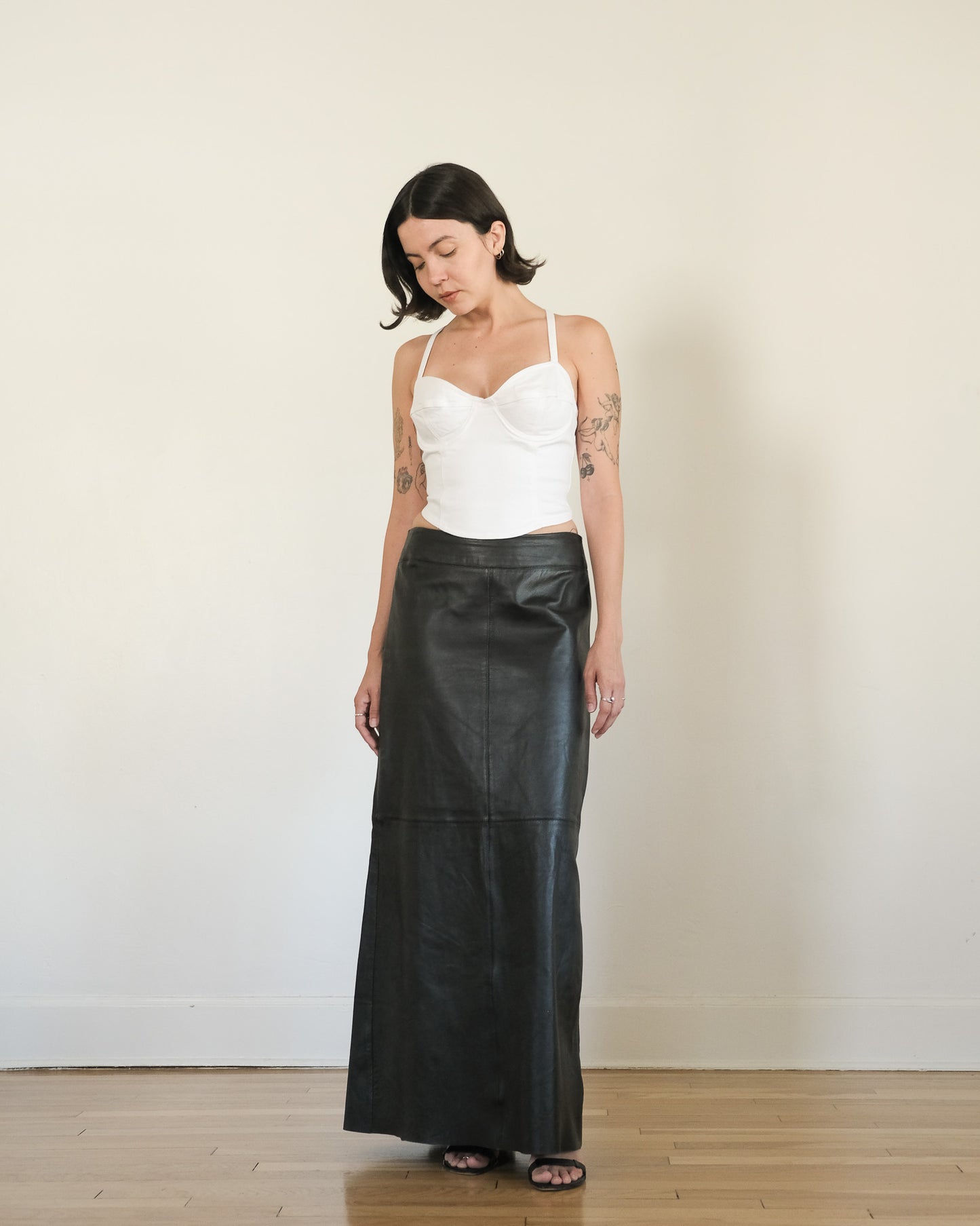 y2k BCBG leather maxi skirt
