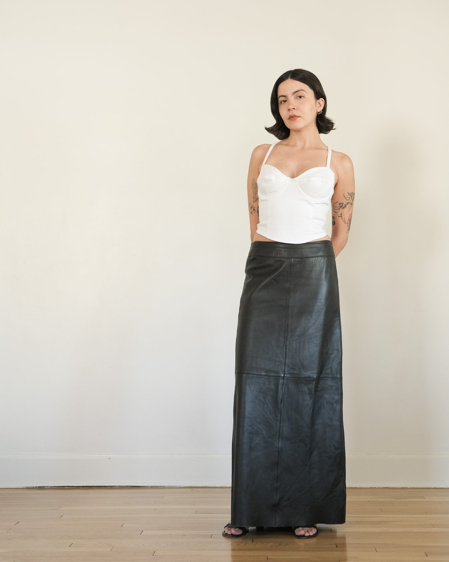 y2k BCBG leather maxi skirt