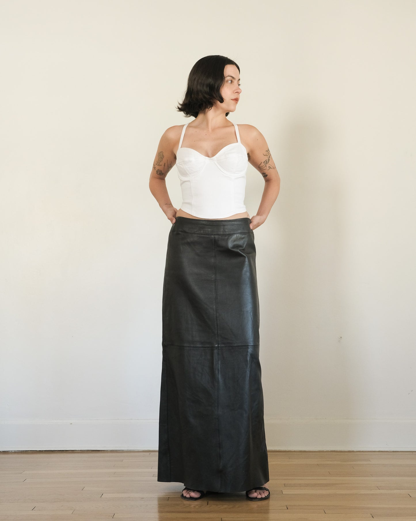 y2k BCBG leather maxi skirt