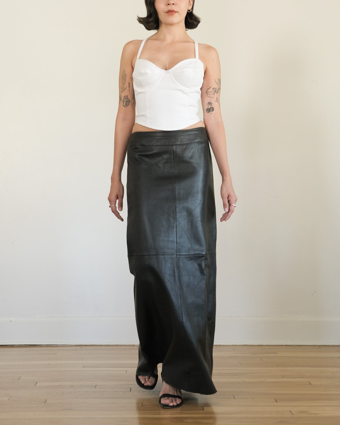 y2k BCBG leather maxi skirt