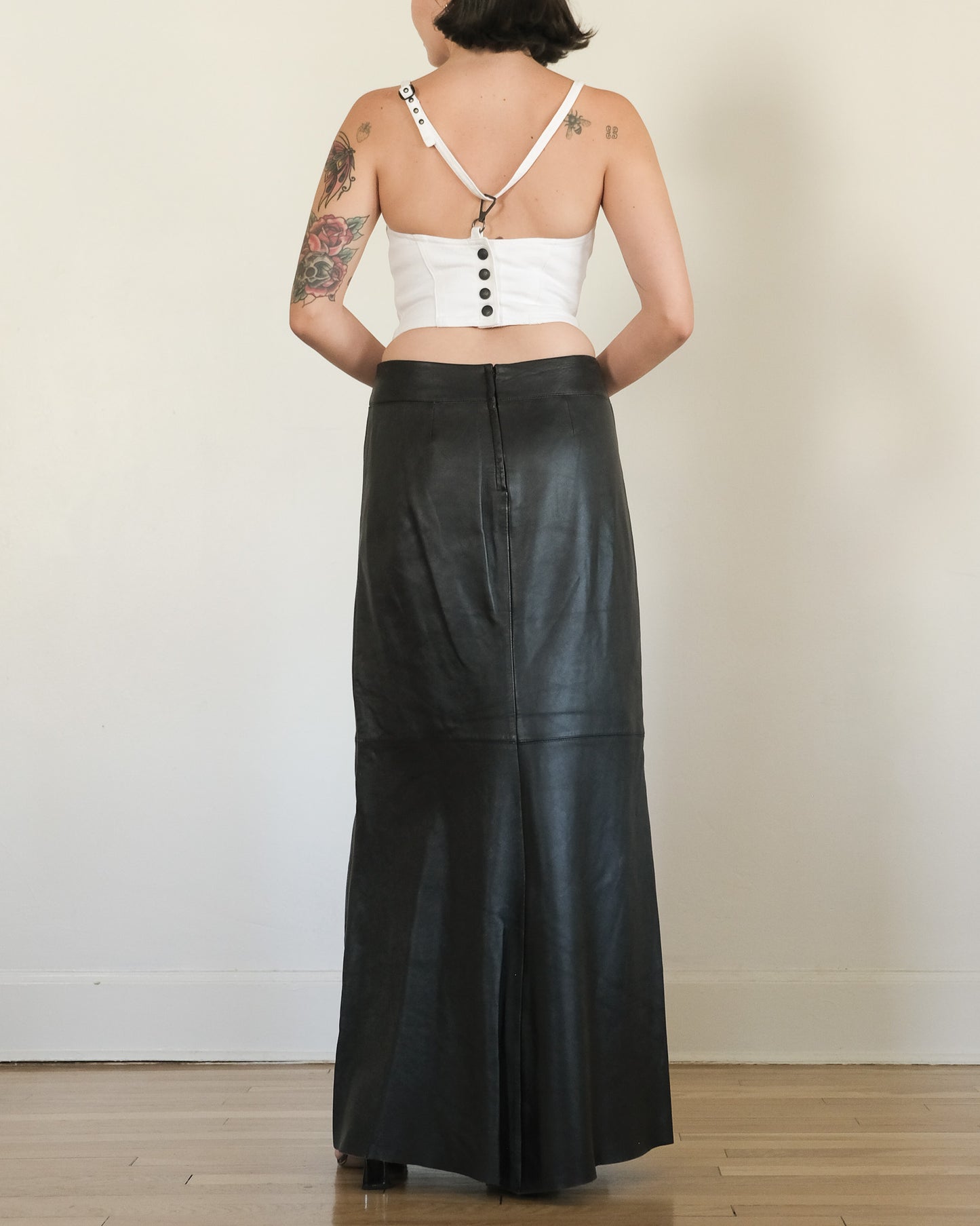 y2k BCBG leather maxi skirt