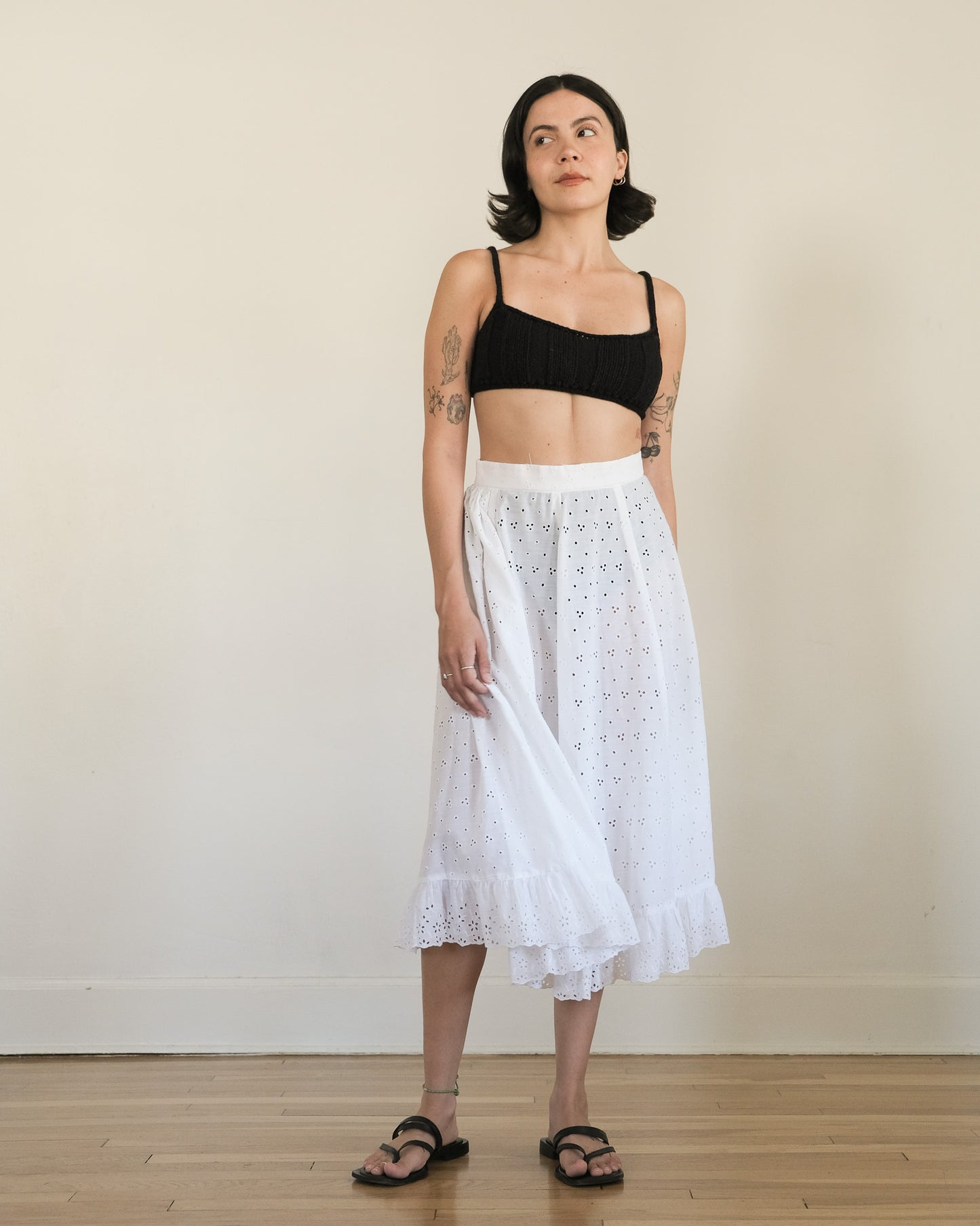 70s eyelet midi skirt