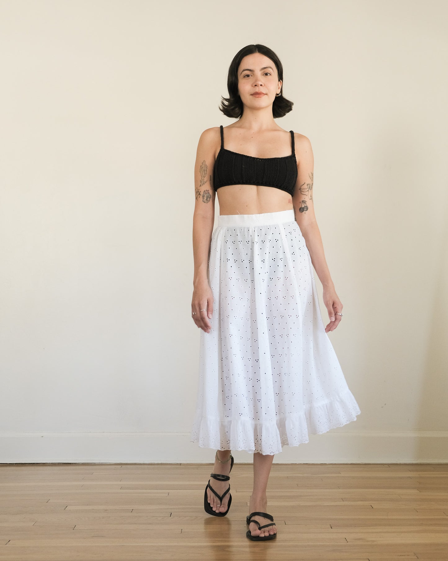70s eyelet midi skirt