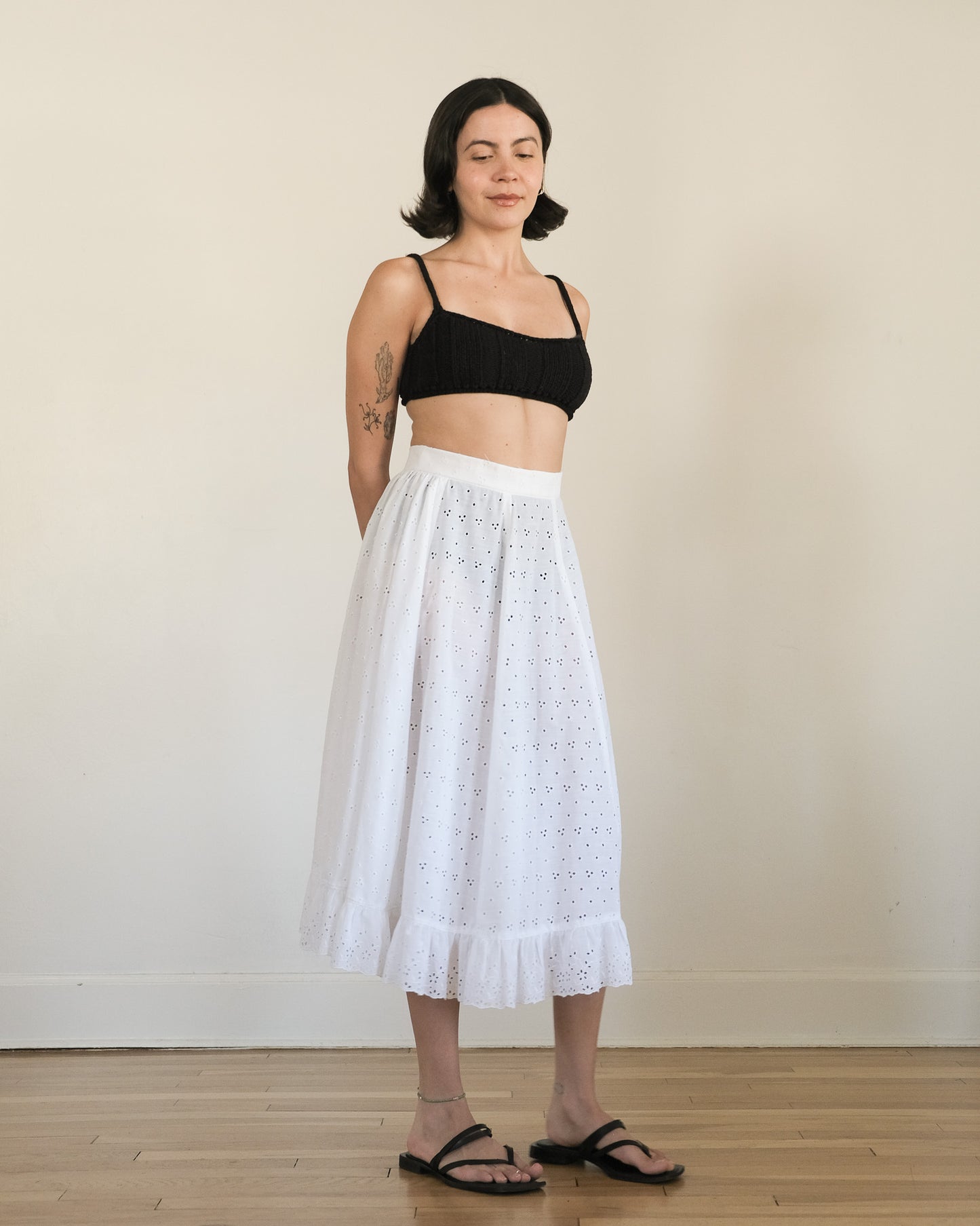 70s eyelet midi skirt