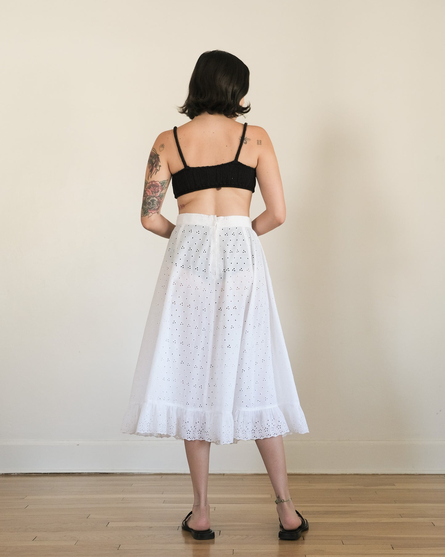 70s eyelet midi skirt
