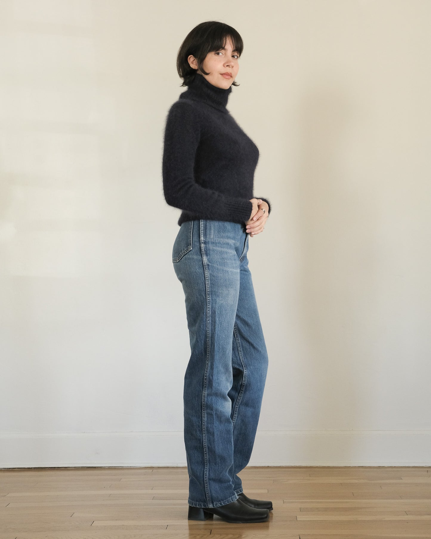 90s navy angora turtleneck