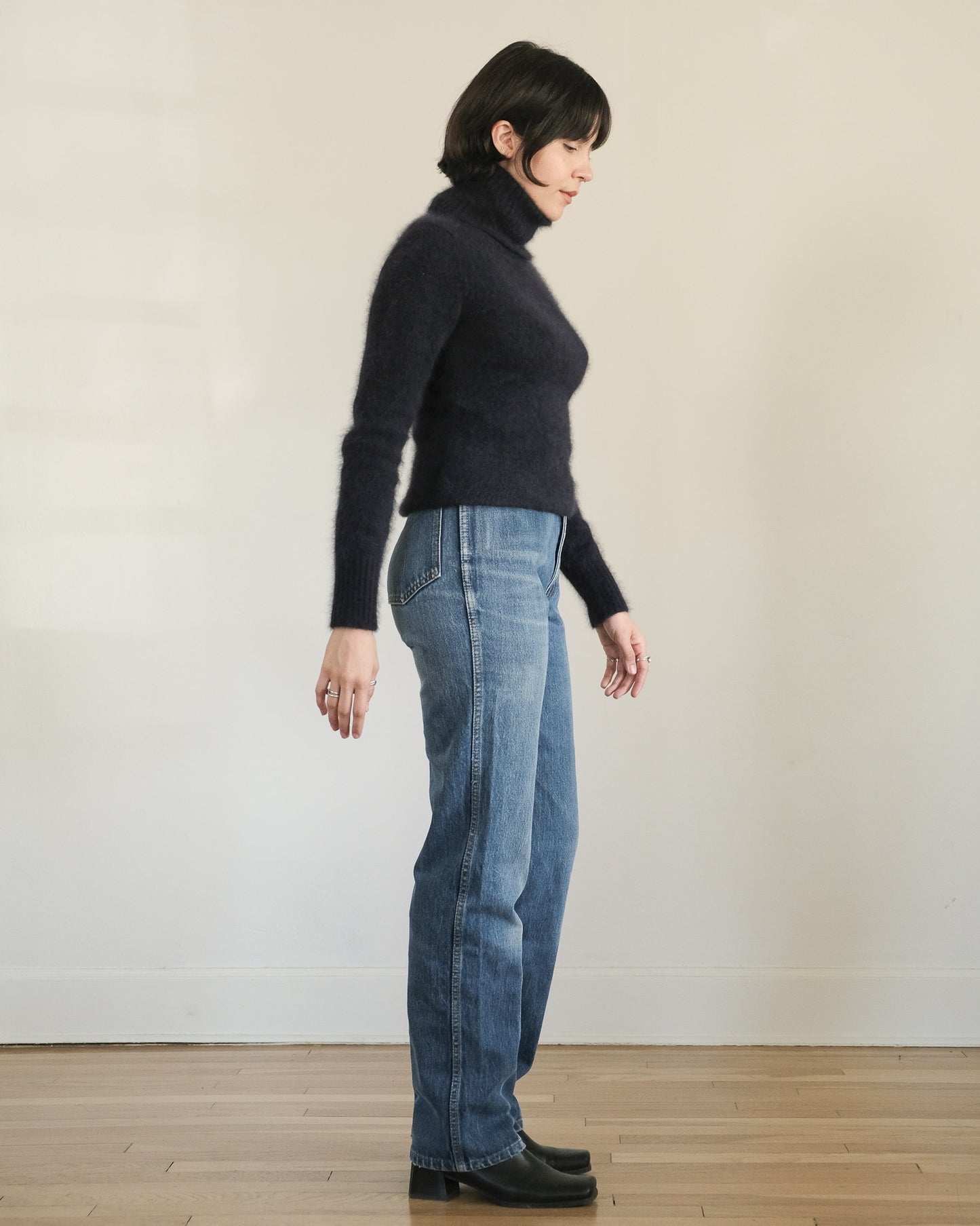 90s navy angora turtleneck