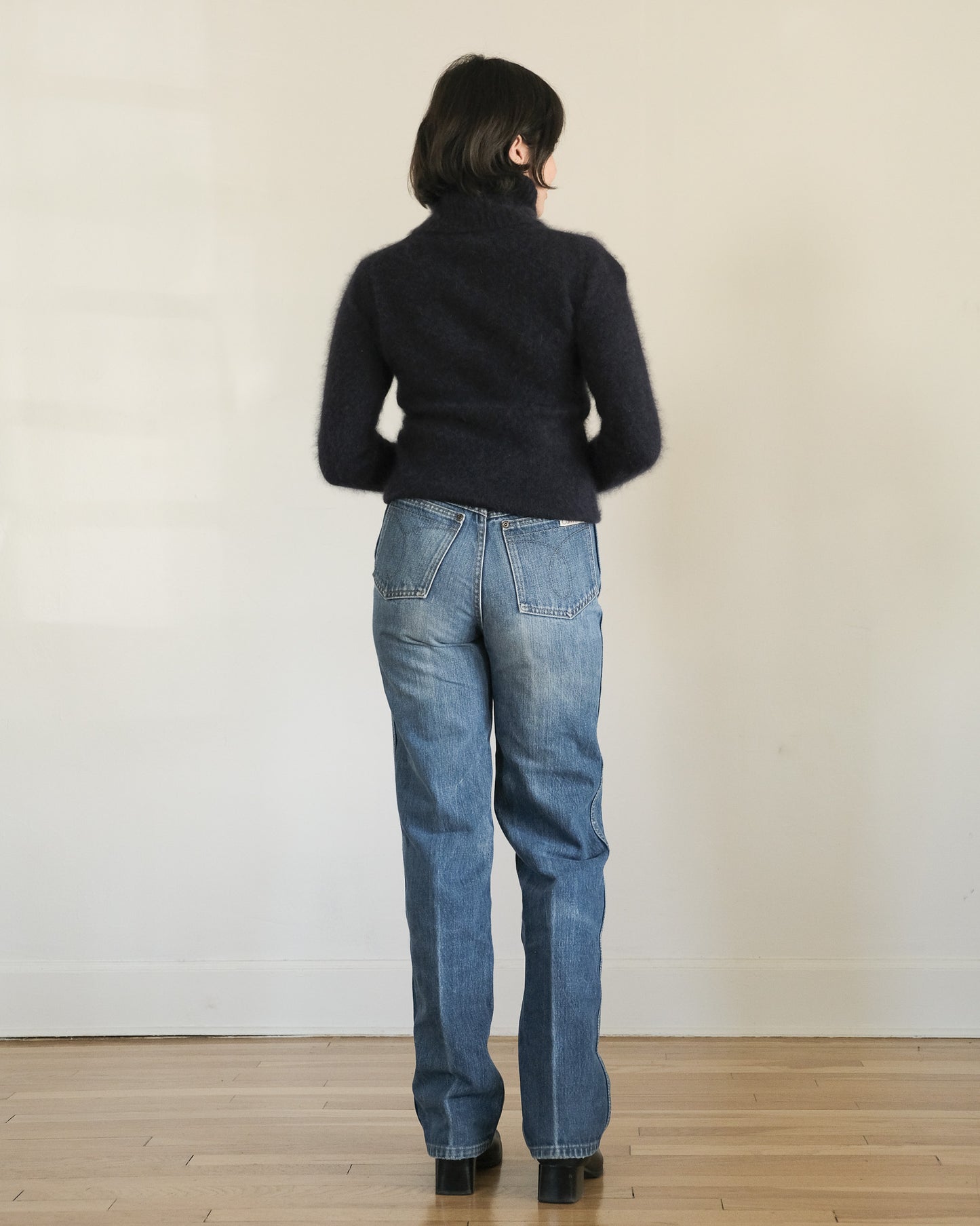 90s navy angora turtleneck