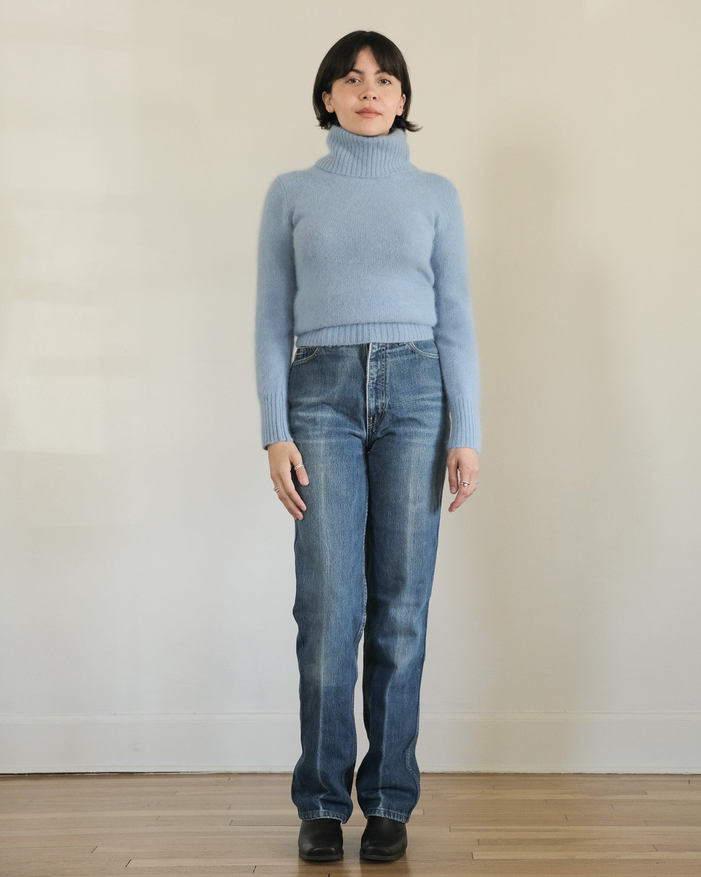 90s cornflower angora turtleneck