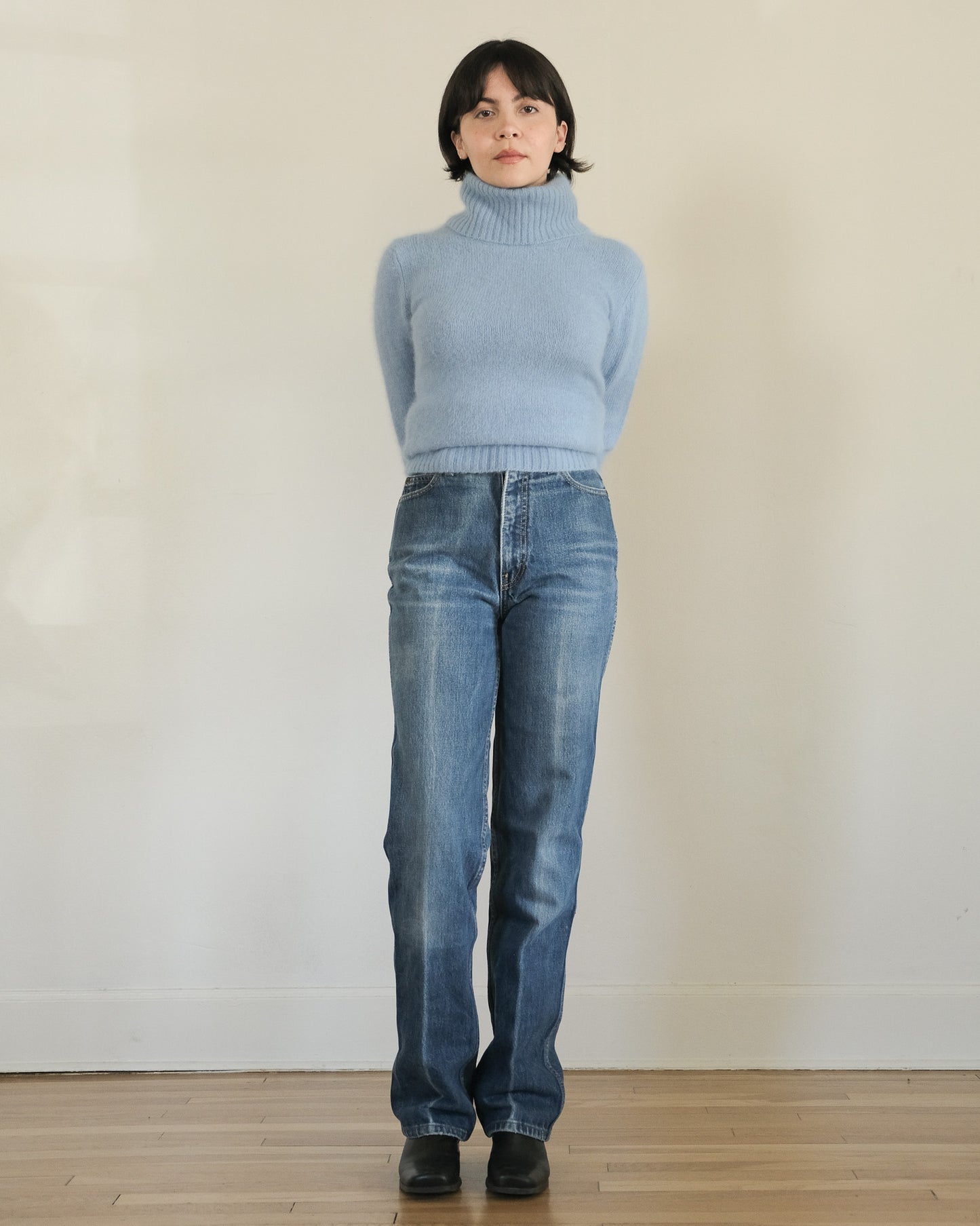 90s cornflower angora turtleneck