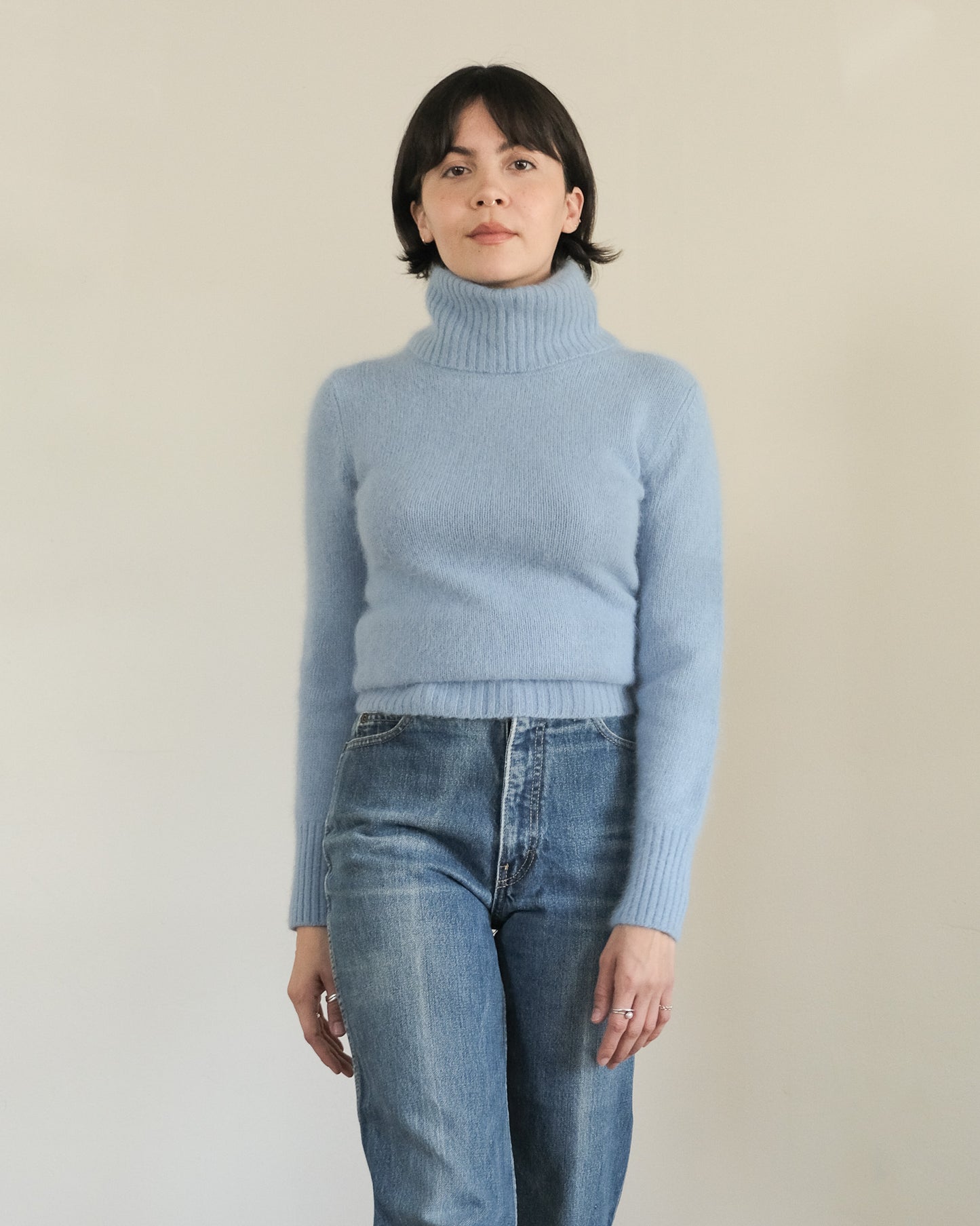90s cornflower angora turtleneck