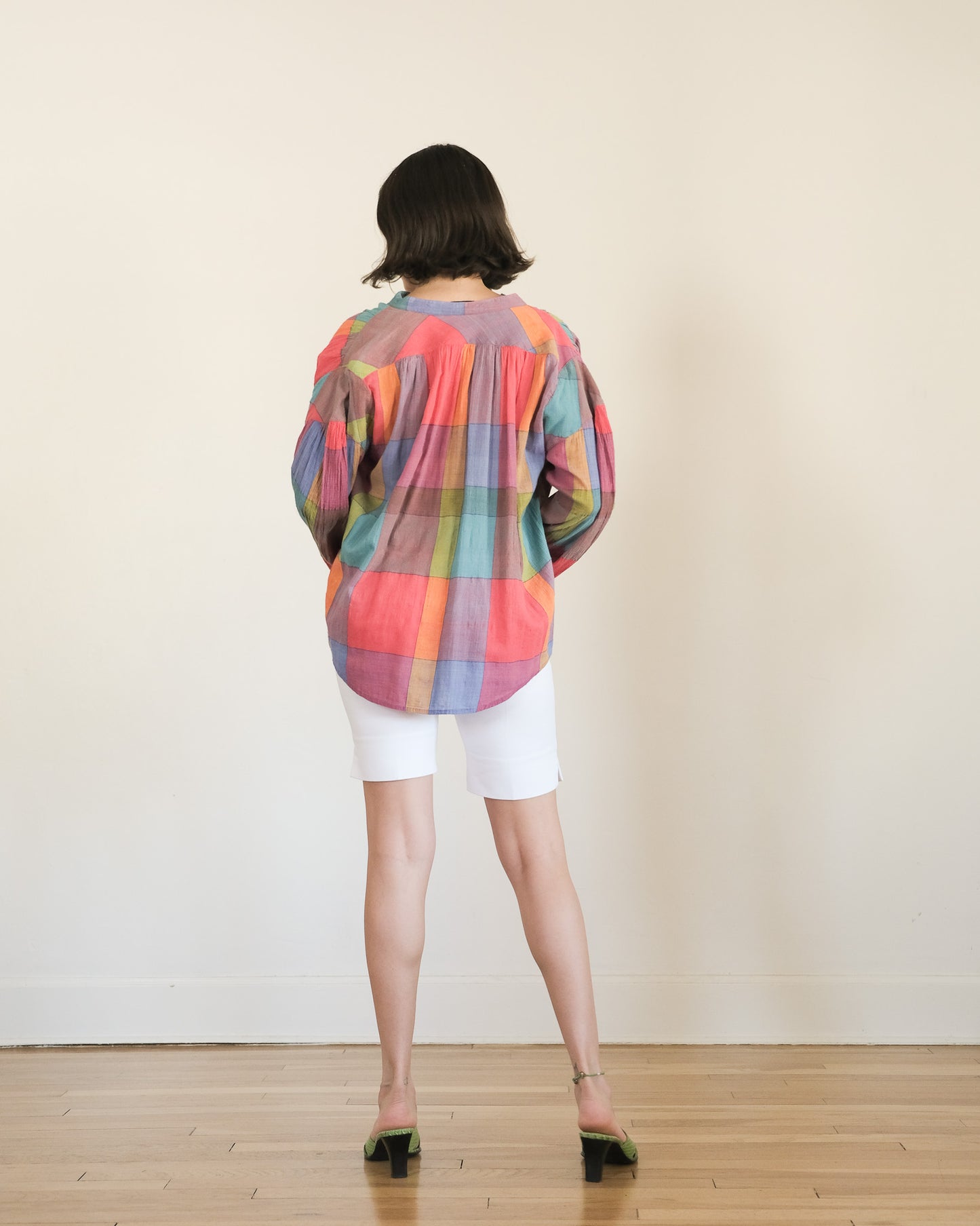 80s Liz Claiborne cotton gauze madras blouse