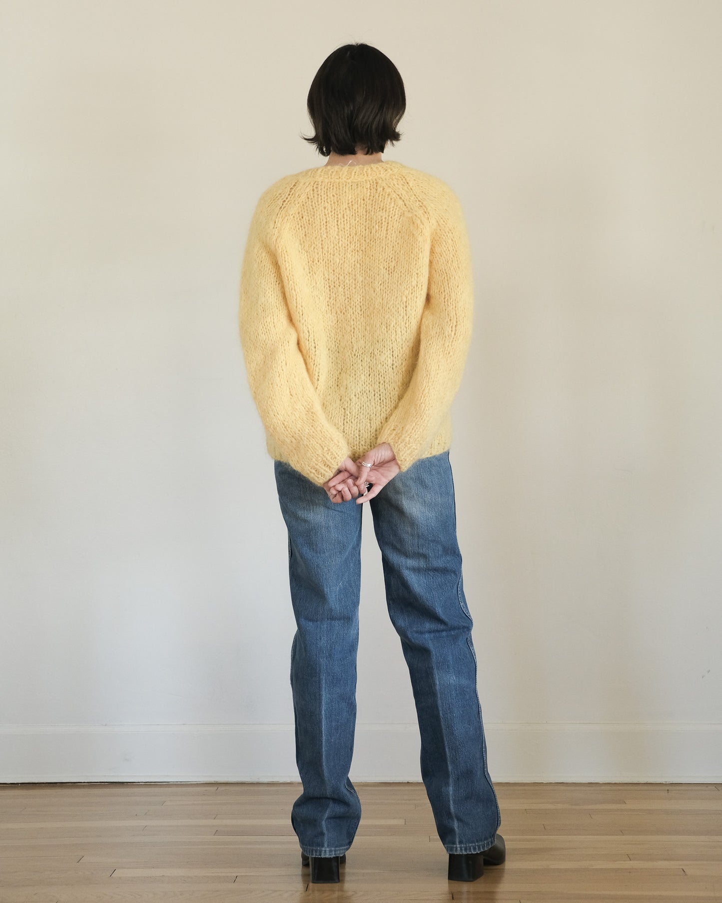 60s hand knit mohair v-neck