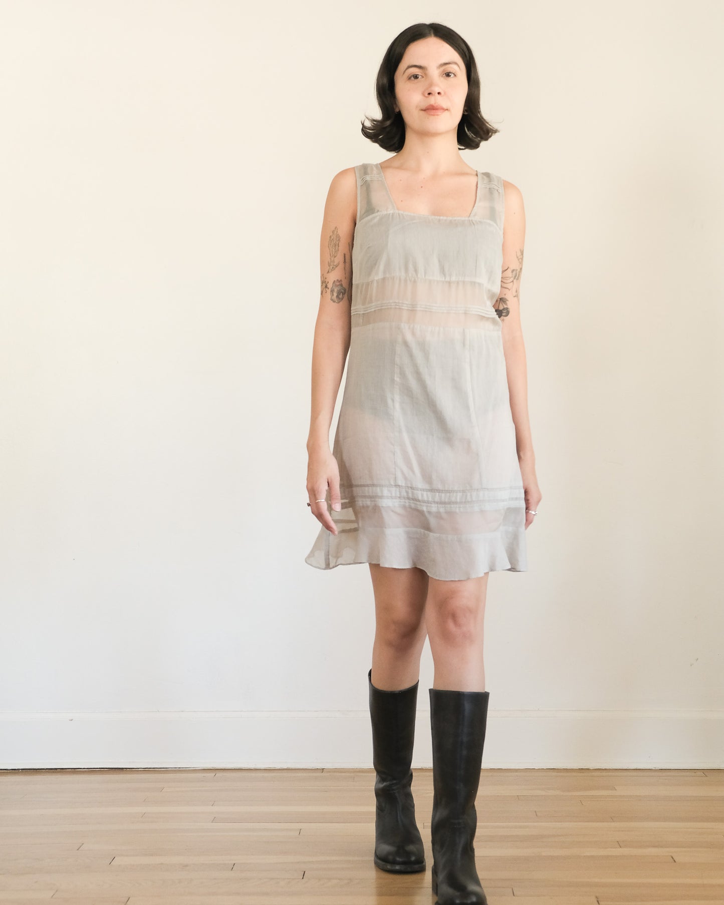 y2k sheer cotton + silk mini dress