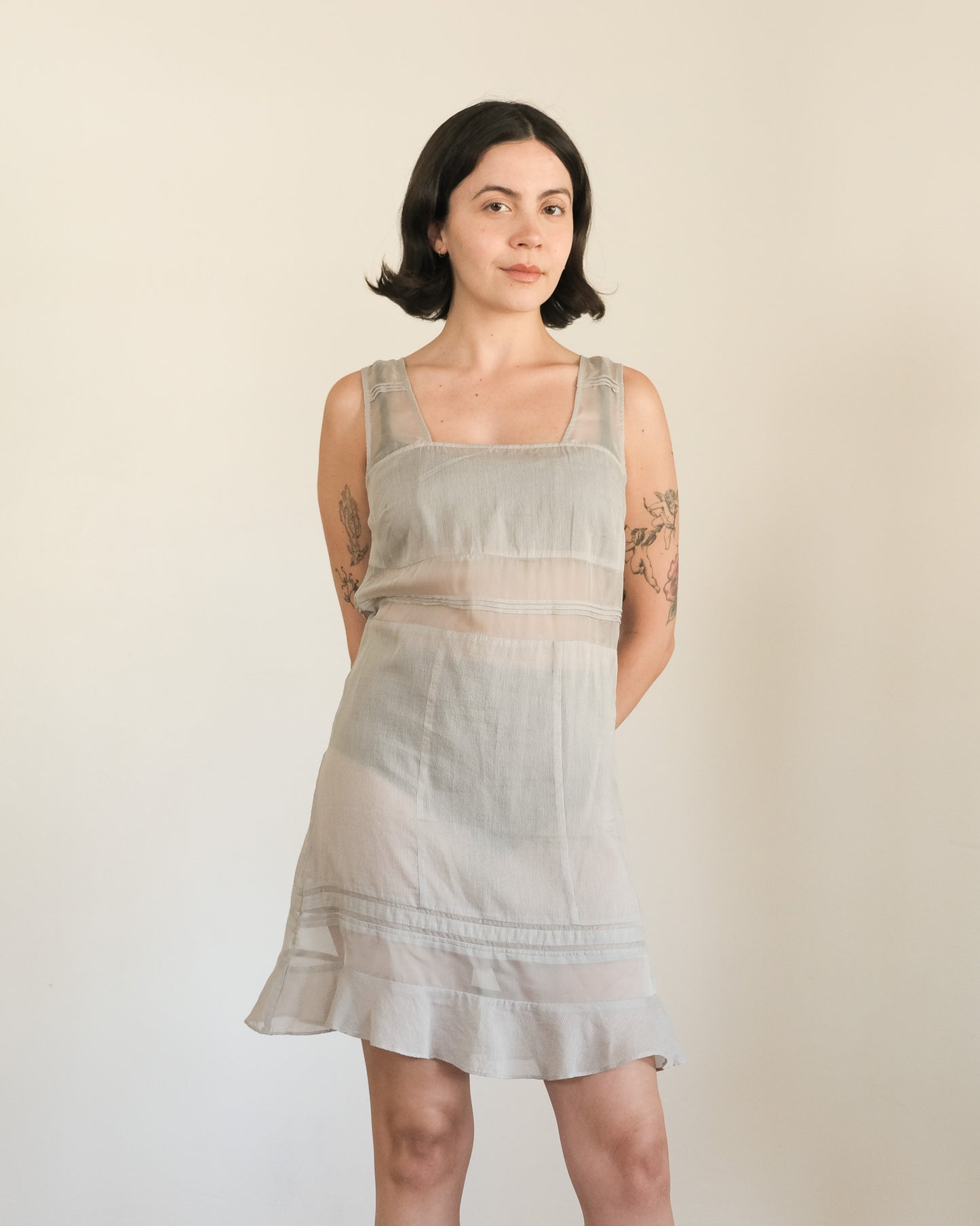 y2k sheer cotton + silk mini dress