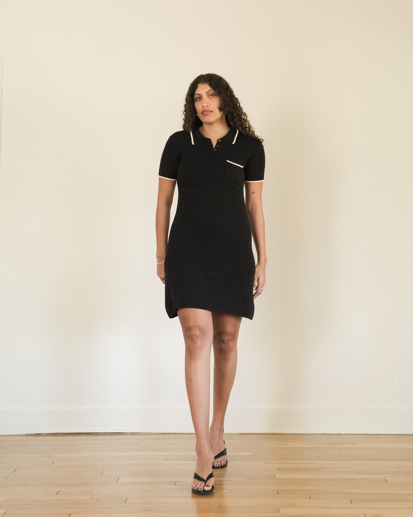 90s ribbed knit polo dress