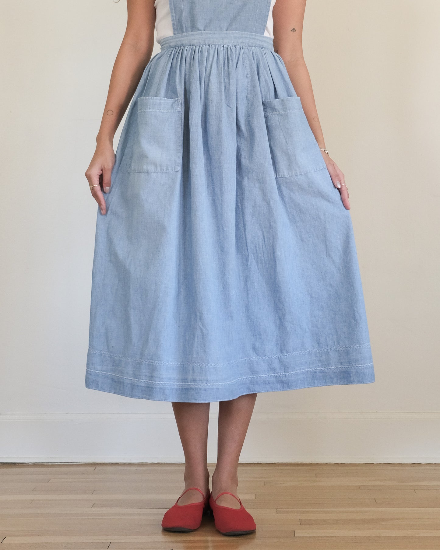 80s Ralph Lauren chambray pinafore apron dress