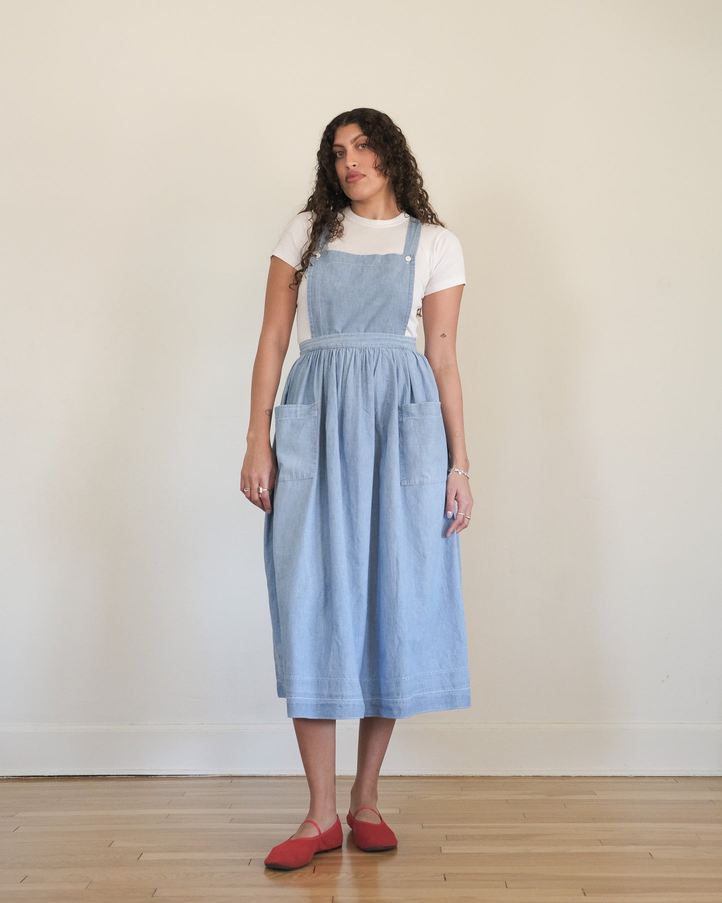 80s Ralph Lauren chambray pinafore apron dress