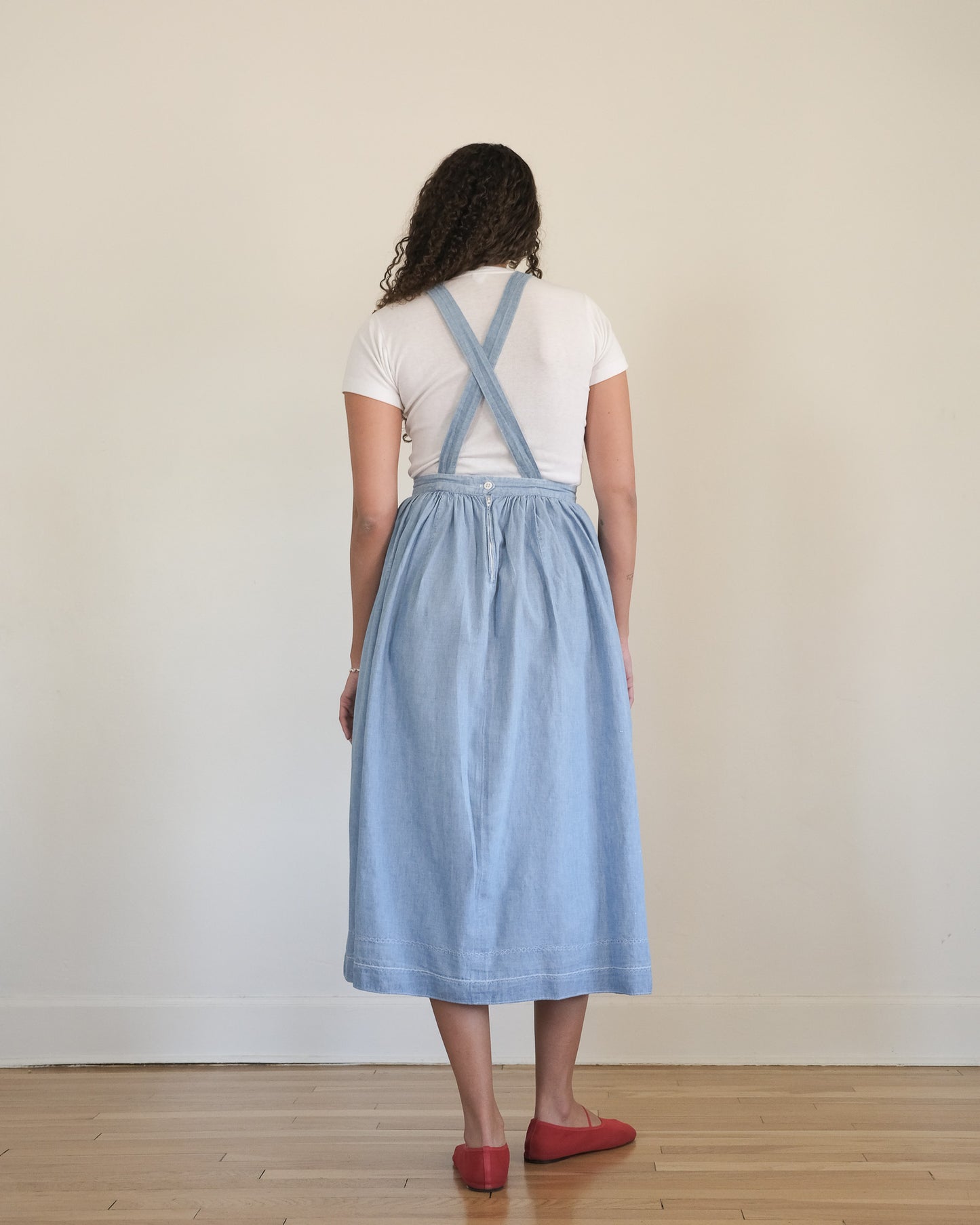 80s Ralph Lauren chambray pinafore apron dress