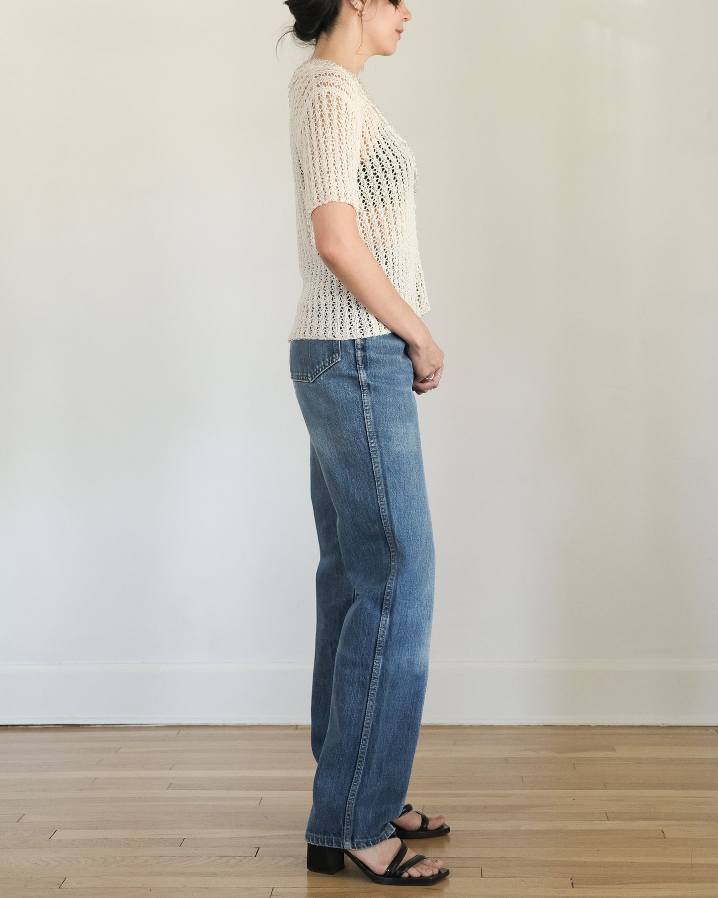 90s DKNY beaded linen cardigan
