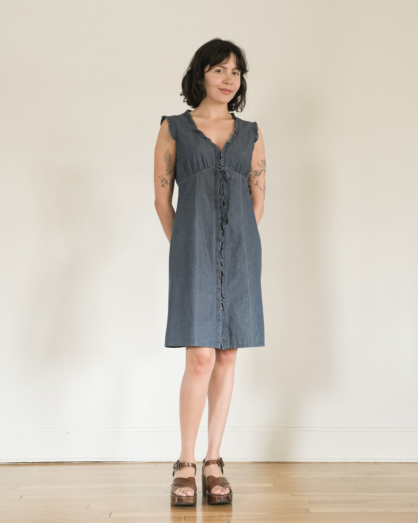 y2k Nanette Lepore chambray dress
