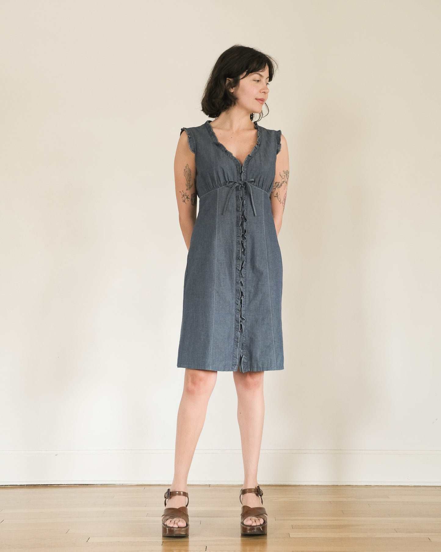 y2k Nanette Lepore chambray dress