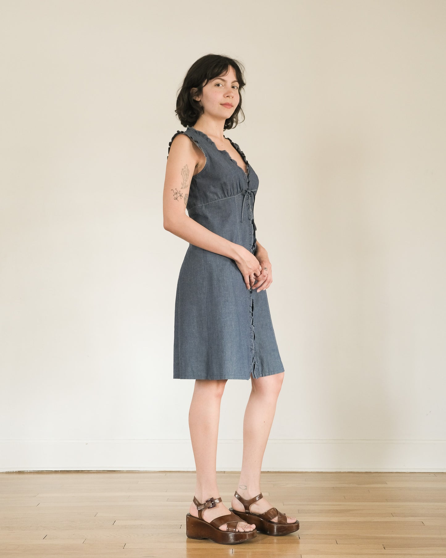 y2k Nanette Lepore chambray dress