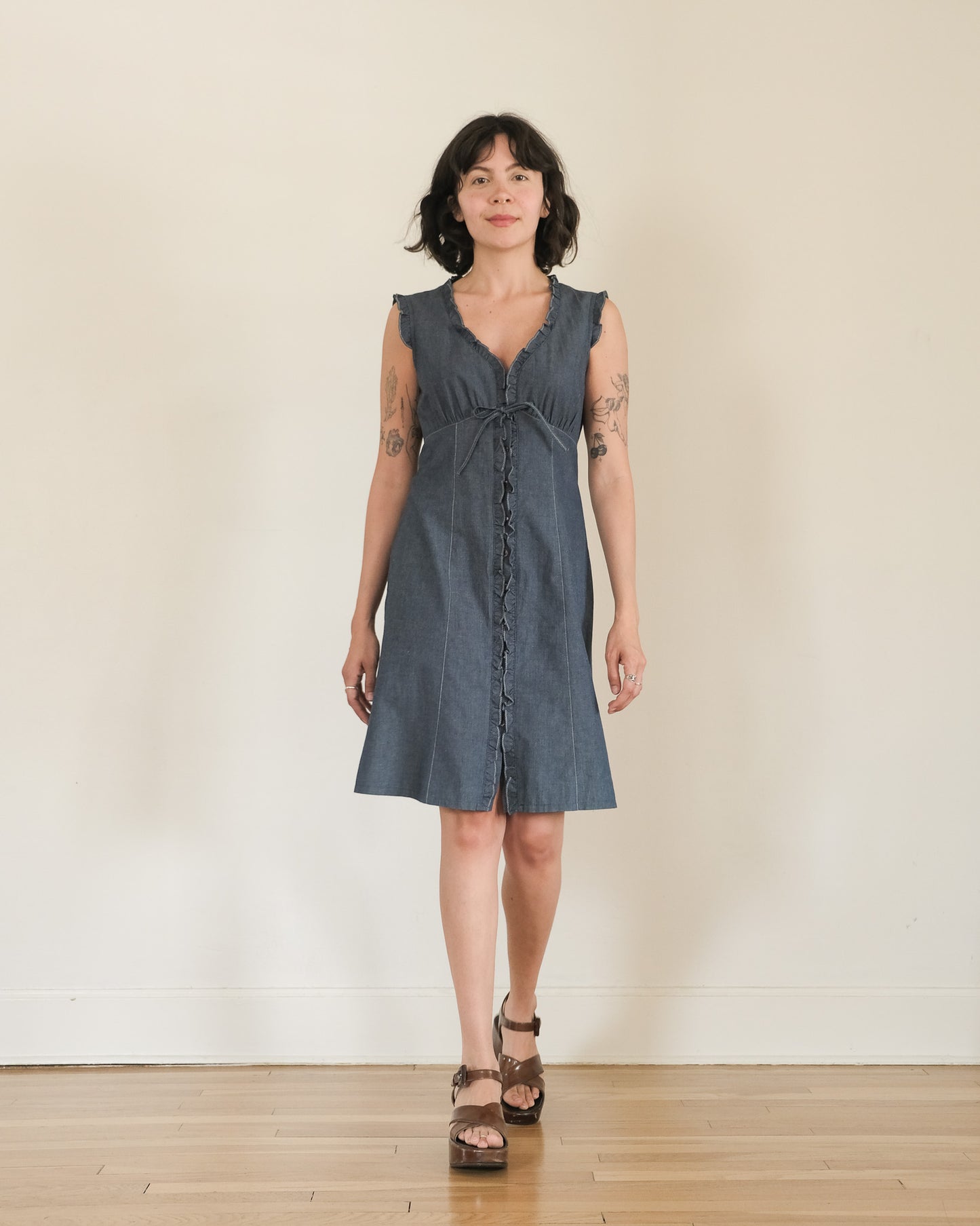y2k Nanette Lepore chambray dress