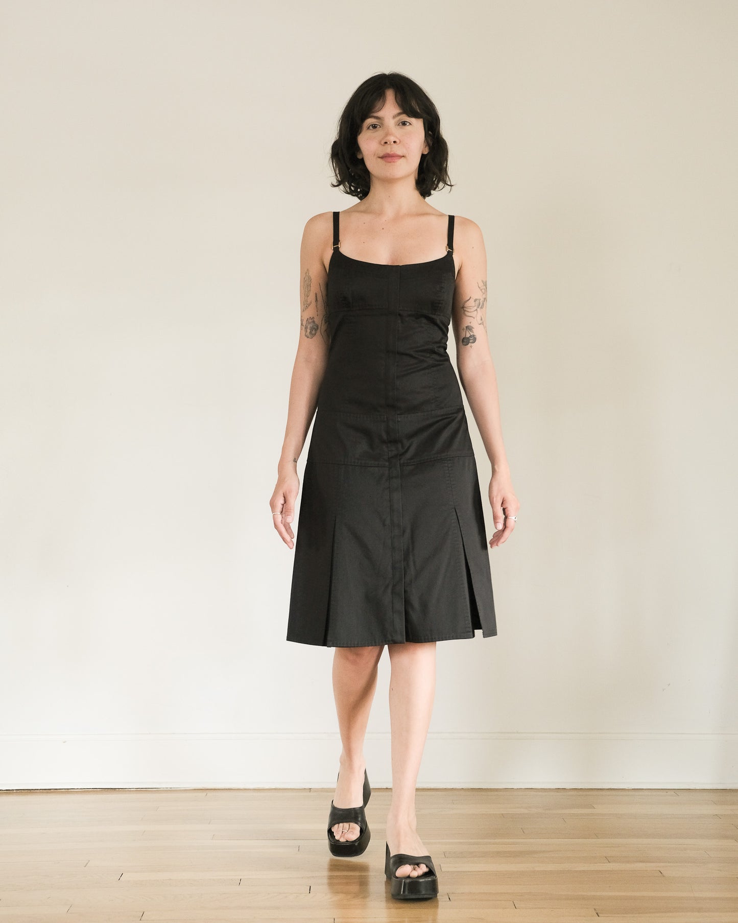 y2k pleated cotton dress