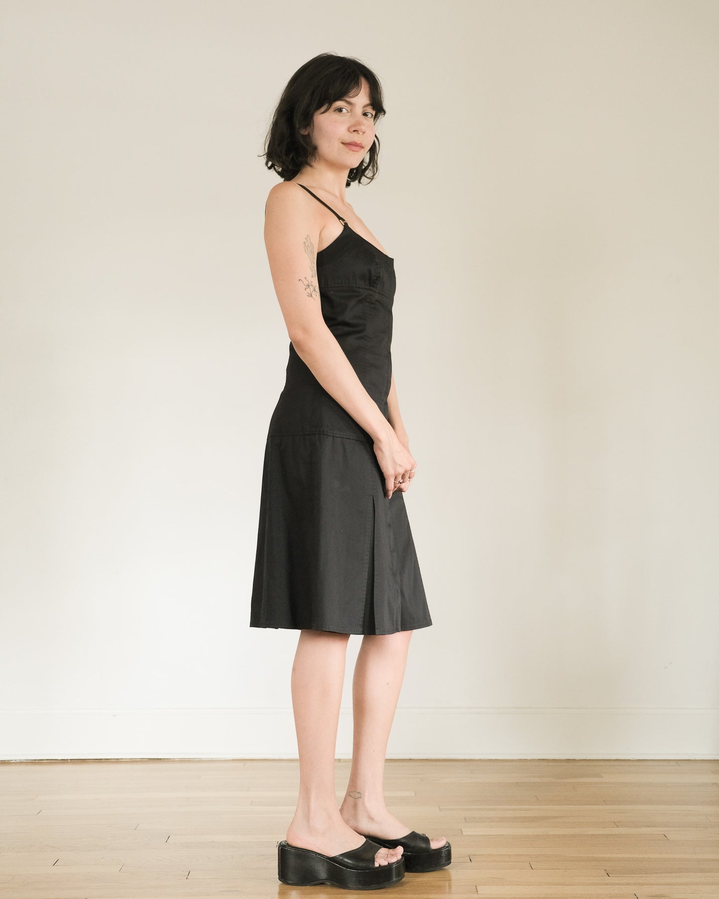 y2k pleated cotton dress